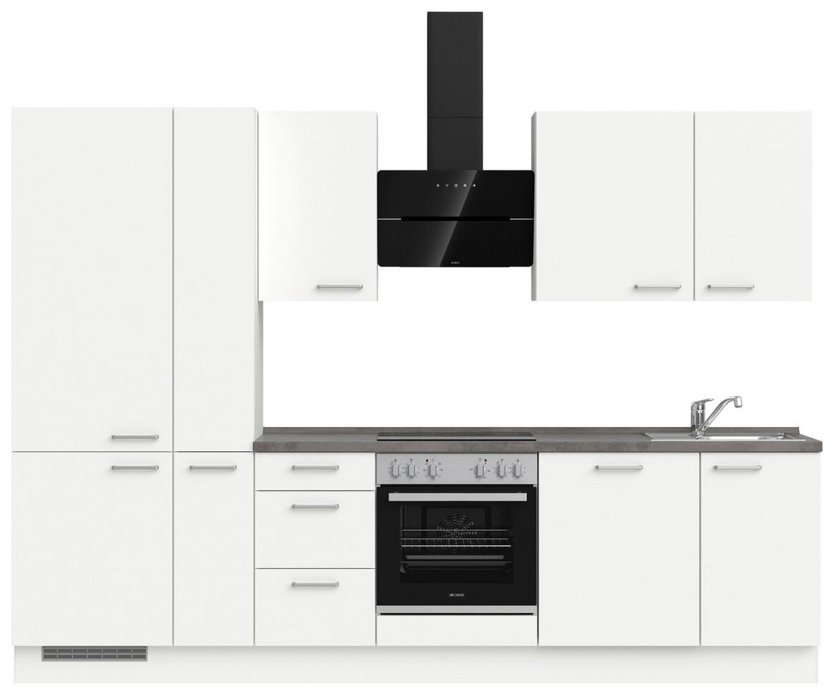 KÜCHENLEERBLOCK TOUCH HIGH - LINE, H7 LINKS - Weiß/Grau, MODERN, Holzwerkstoff (300cm) - Nobilia