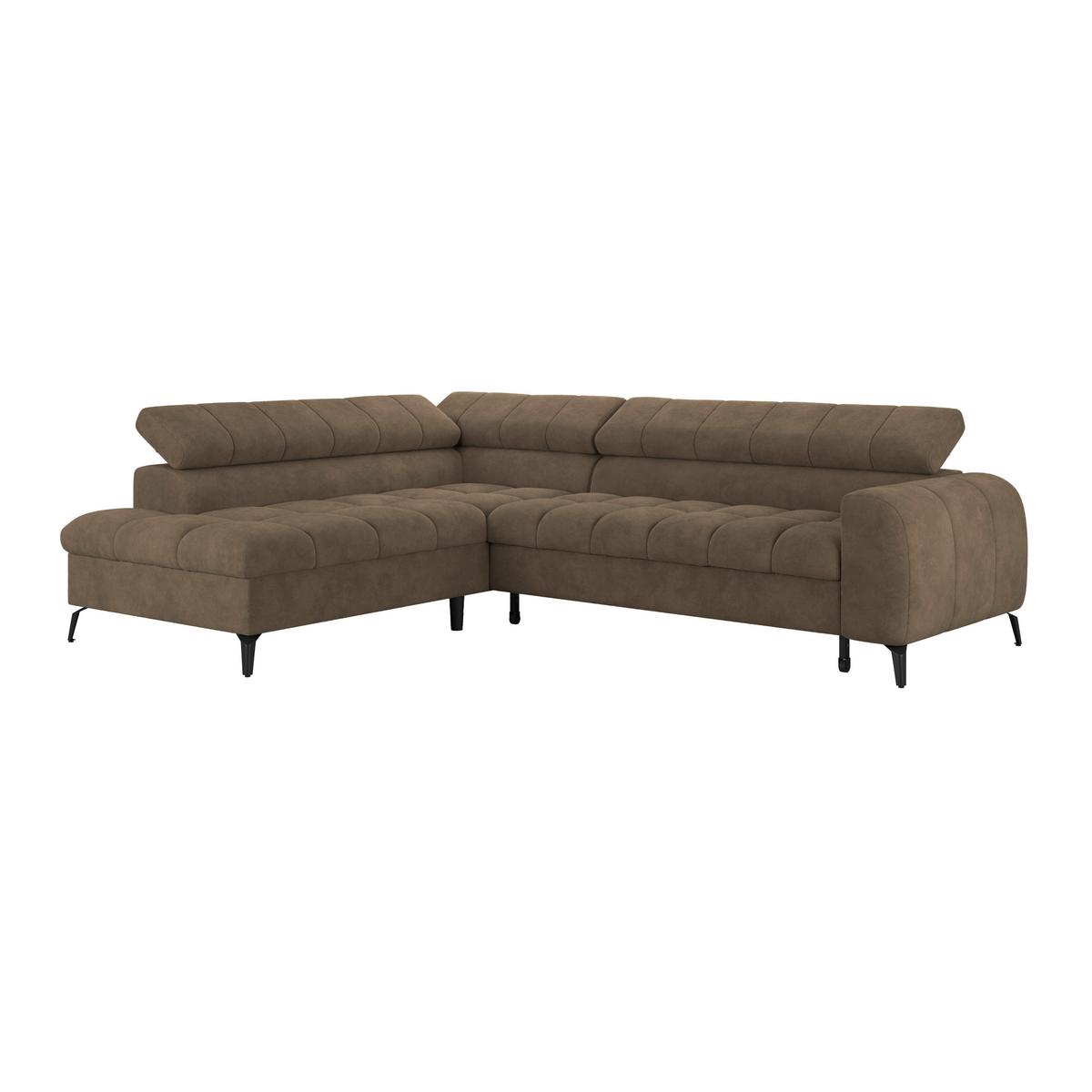 Ecksofa Volf links new braun, S: 203x261 cm - Schwarz/Braun, Trend, Kunststoff/Textil (203/261cm)