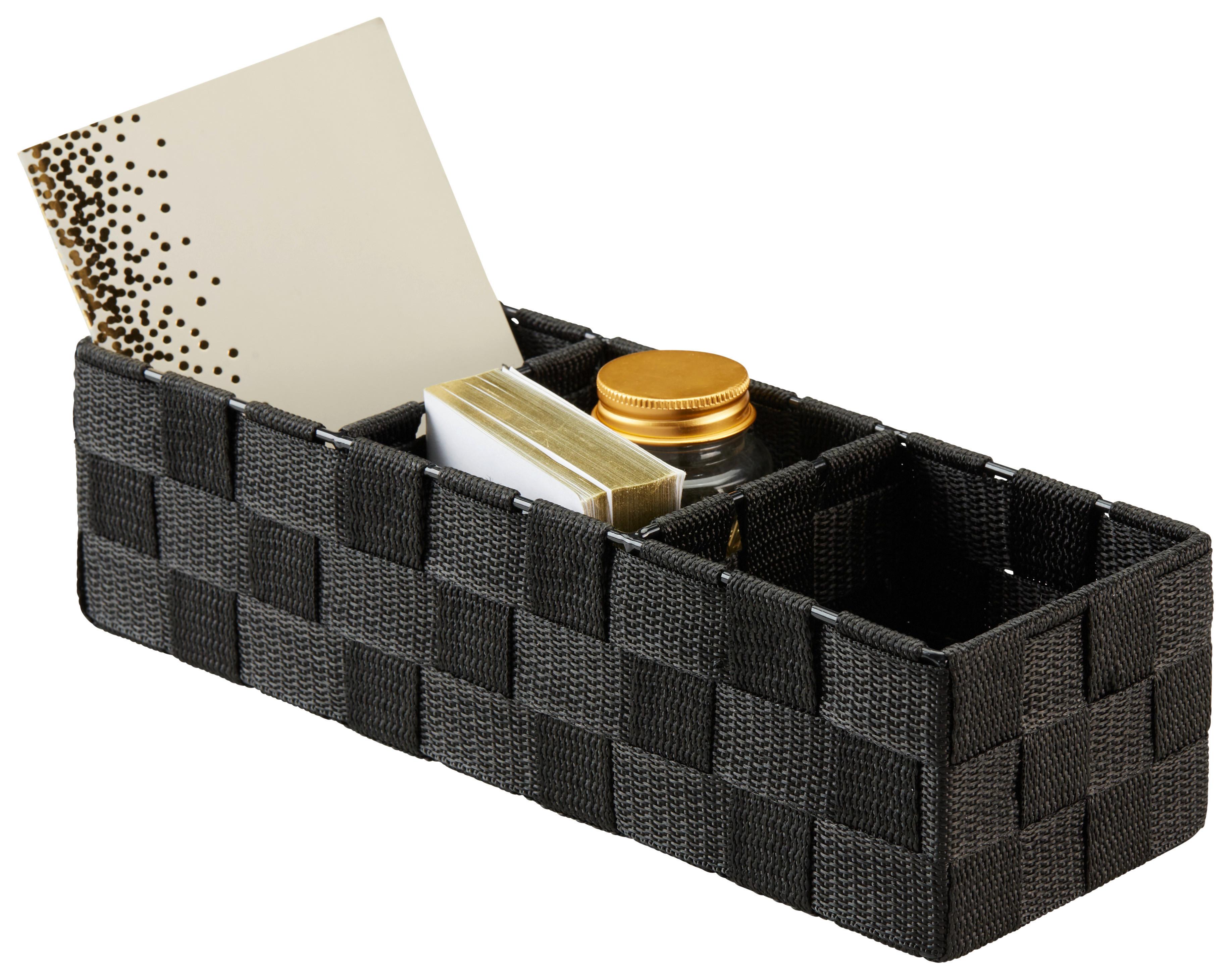 Aufbewahrungskorb Carolus 30x10 cm Versch. Farben - Schwarz/Braun, Basics, Kunststoff/Metall (30/10/8cm) - Ondega
