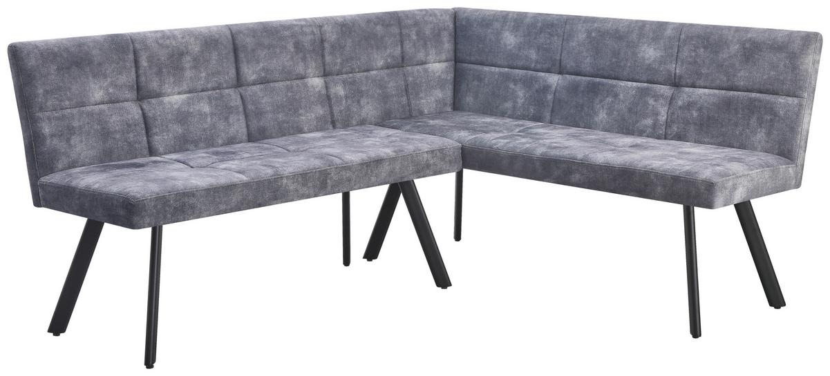 Eckbank Grau Milos 190x150 cm - Schwarz/Grau, MODERN, Textil/Metall (190/150cm)