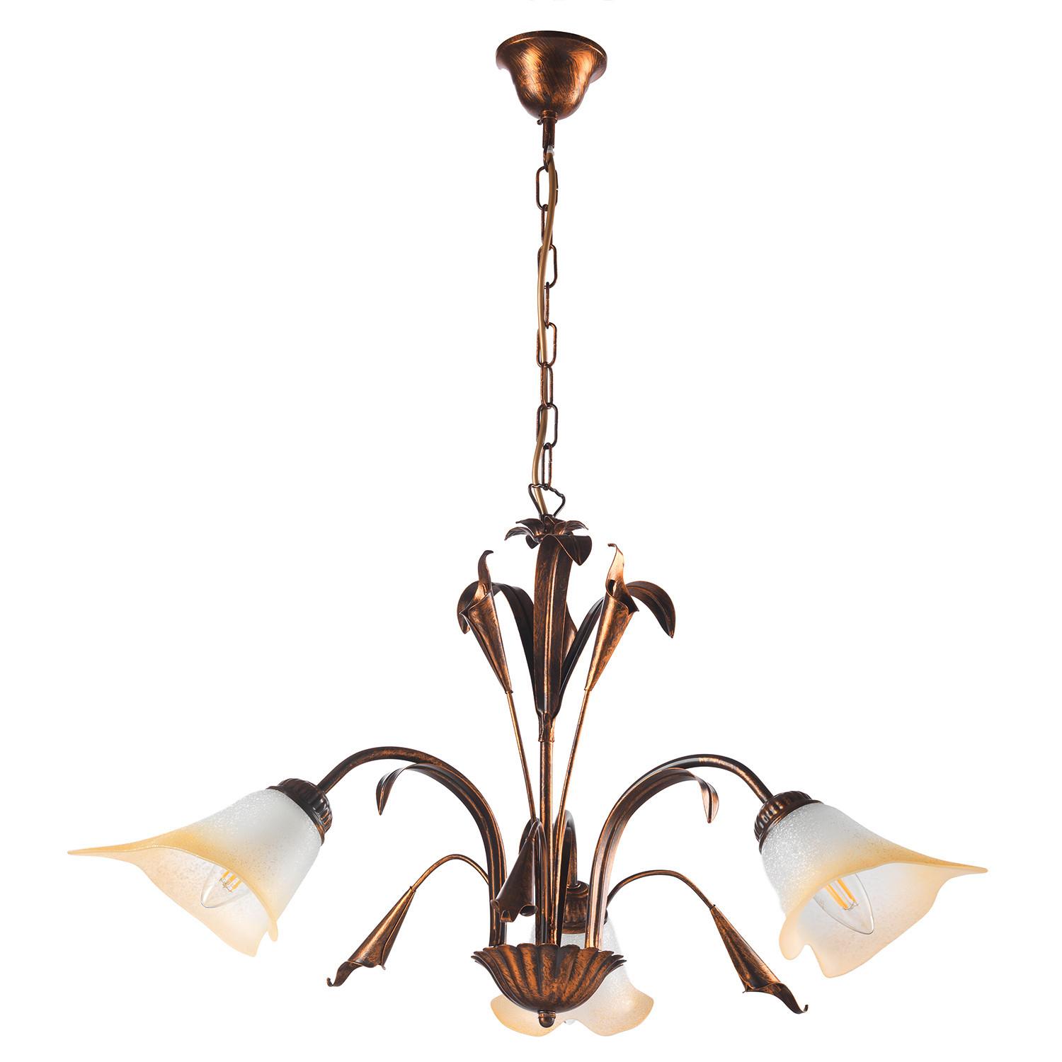 Kronleuchter 4722/3b - Bronzefarben, Natur, Glas/Metall (60/100cm)