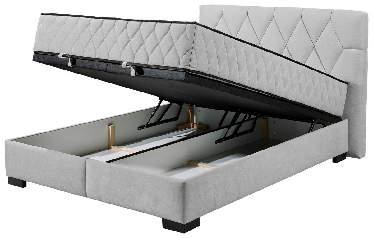 Boxbett Mit Bettkasten 140x200 Nagol B - Hellgrau/Schwarz, MODERN, Holzwerkstoff/Textil (140/200cm) - MID.YOU