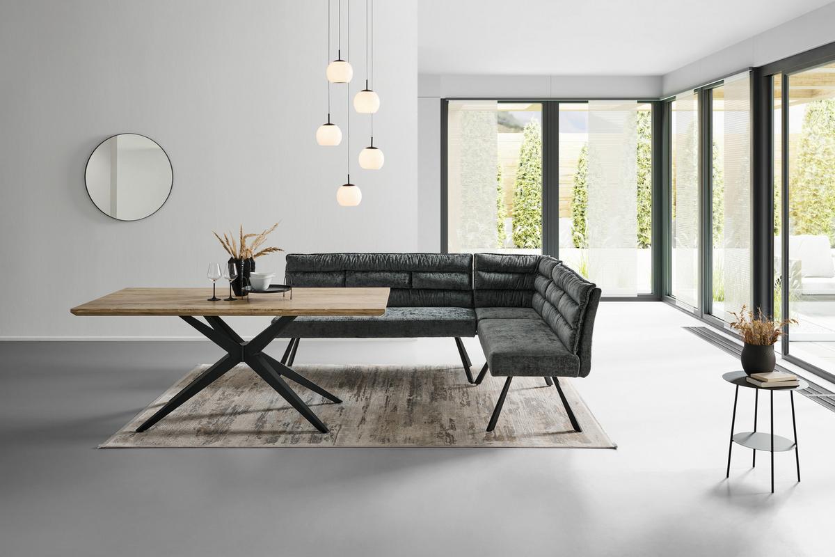 Eckbank  YURi Grau, Schenkel: 176x214 cm - Schwarz/Grau, LIFESTYLE, Textil/Metall (176-214/68/88cm) - Livetastic