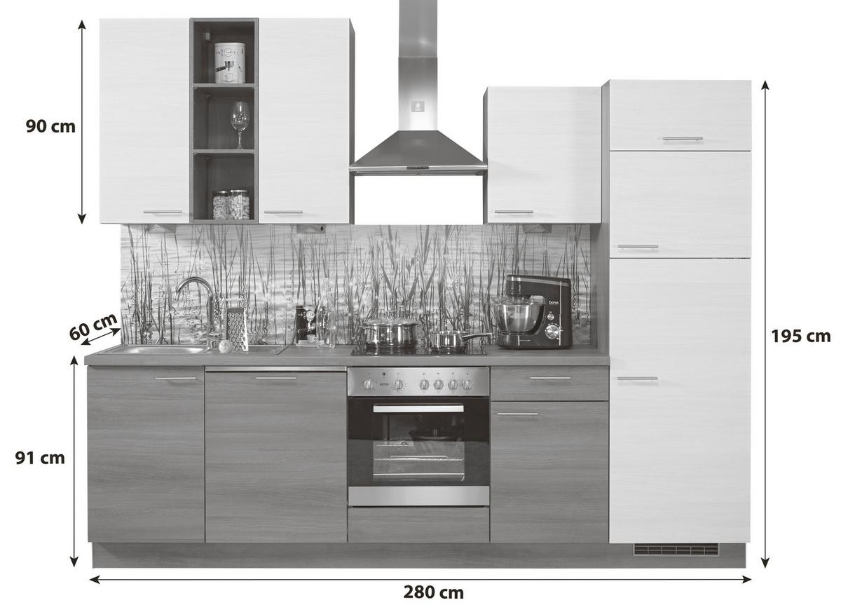 Küchenzeile Grau Mit Geräten B: 280 Cm - Anthrazit/Grau, Trend, Holzwerkstoff (280cm) - Express