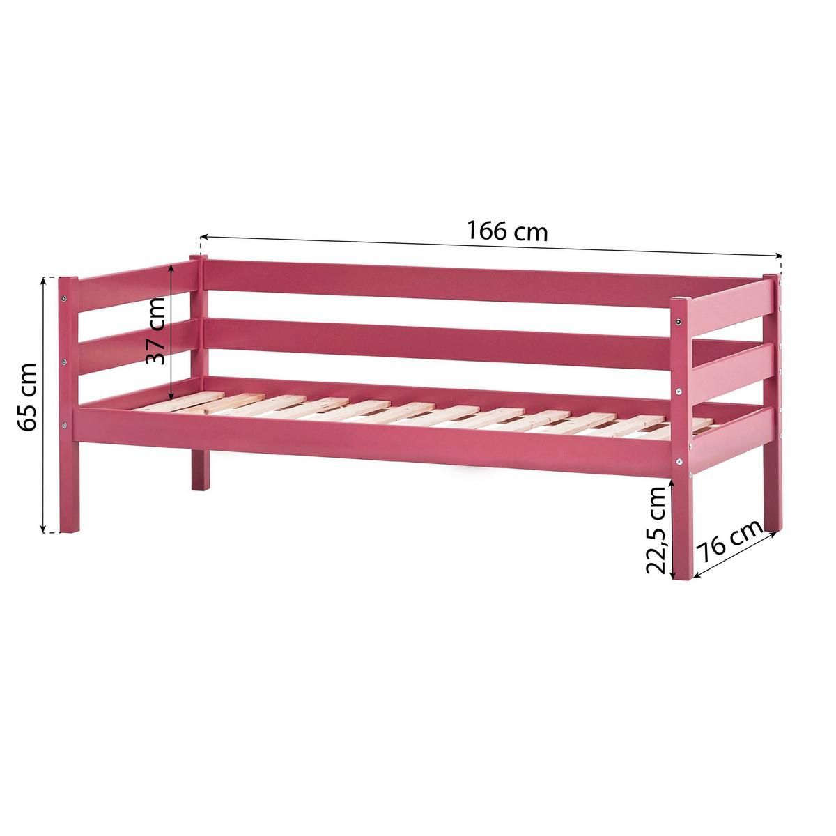 Kinder-/jugendbett Comfort Pink, Lf: 70x160 Cm - Pink, MODERN, Holz (70/160cm) - MID.YOU