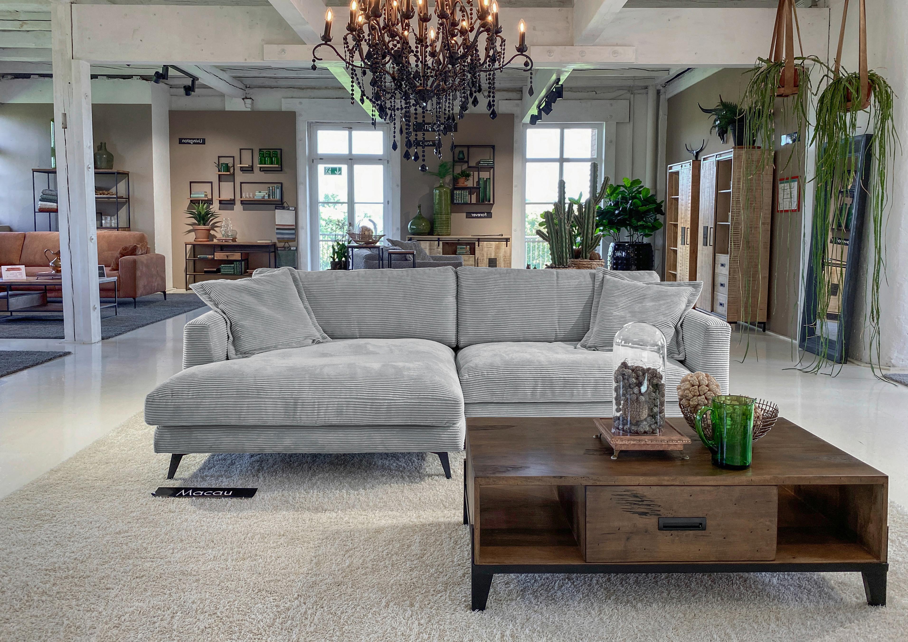 Ecksofa Macau, Hellgrau S: 140x270 cm - Hellgrau/Schwarz, LIFESTYLE, Textil (140/270cm) - Livetastic