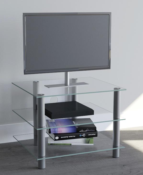 Tv-regál Sindas Š: 60 Cm Sklo - barvy stříbra/čiré, Konvenční, kov/sklo (60/45/42cm) - MID.YOU