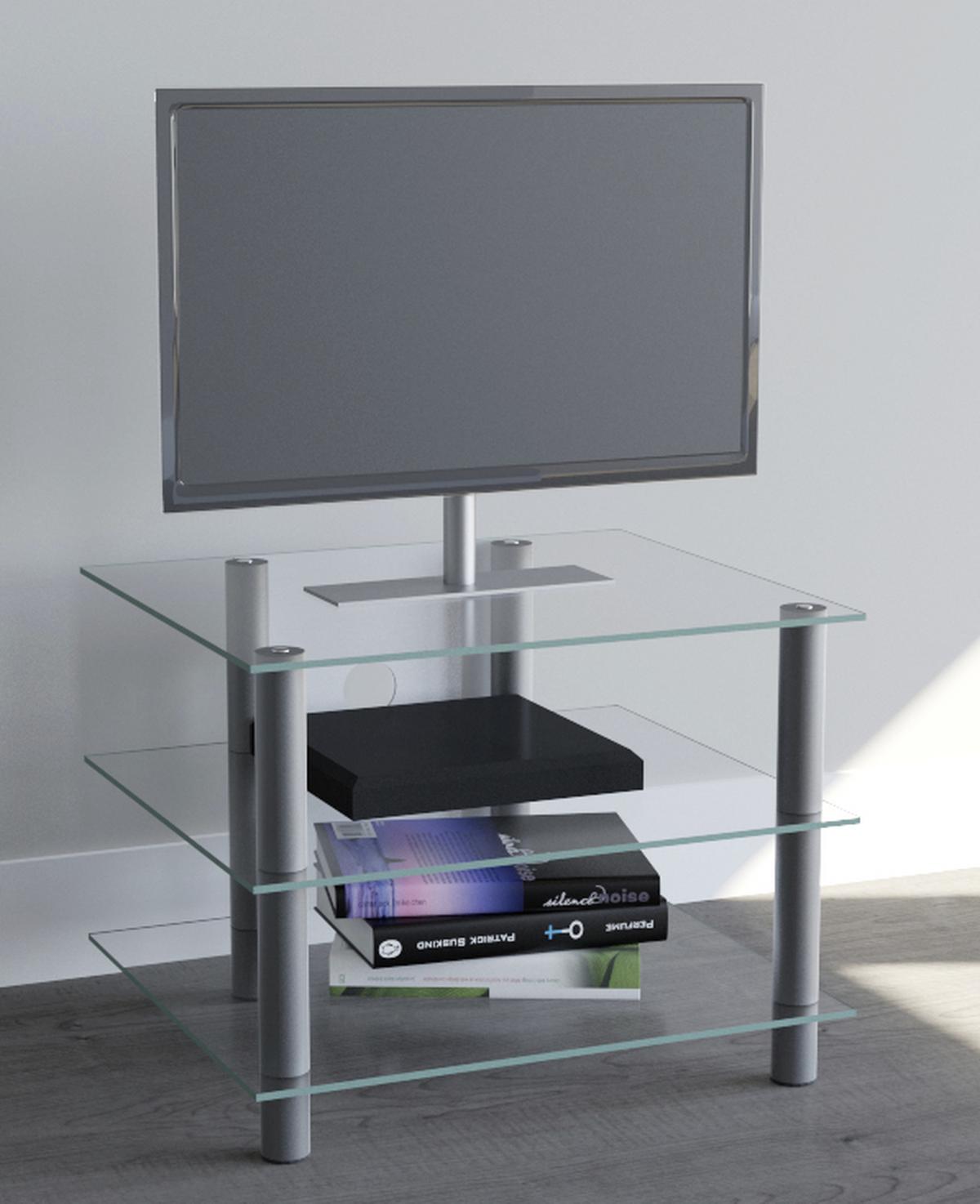 Phonotisch Sindas B: 60 Cm Silberfarben, Glas - Klar/Silberfarben, KONVENTIONELL, Glas/Metall (60/45/42cm) - MID.YOU