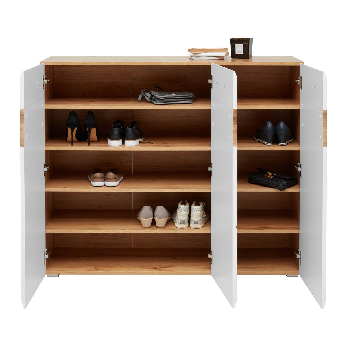 Botník FUNNY bílá/barva dubu - bílá/barvy dubu, Konvenční (126/104/40cm) - Mömax