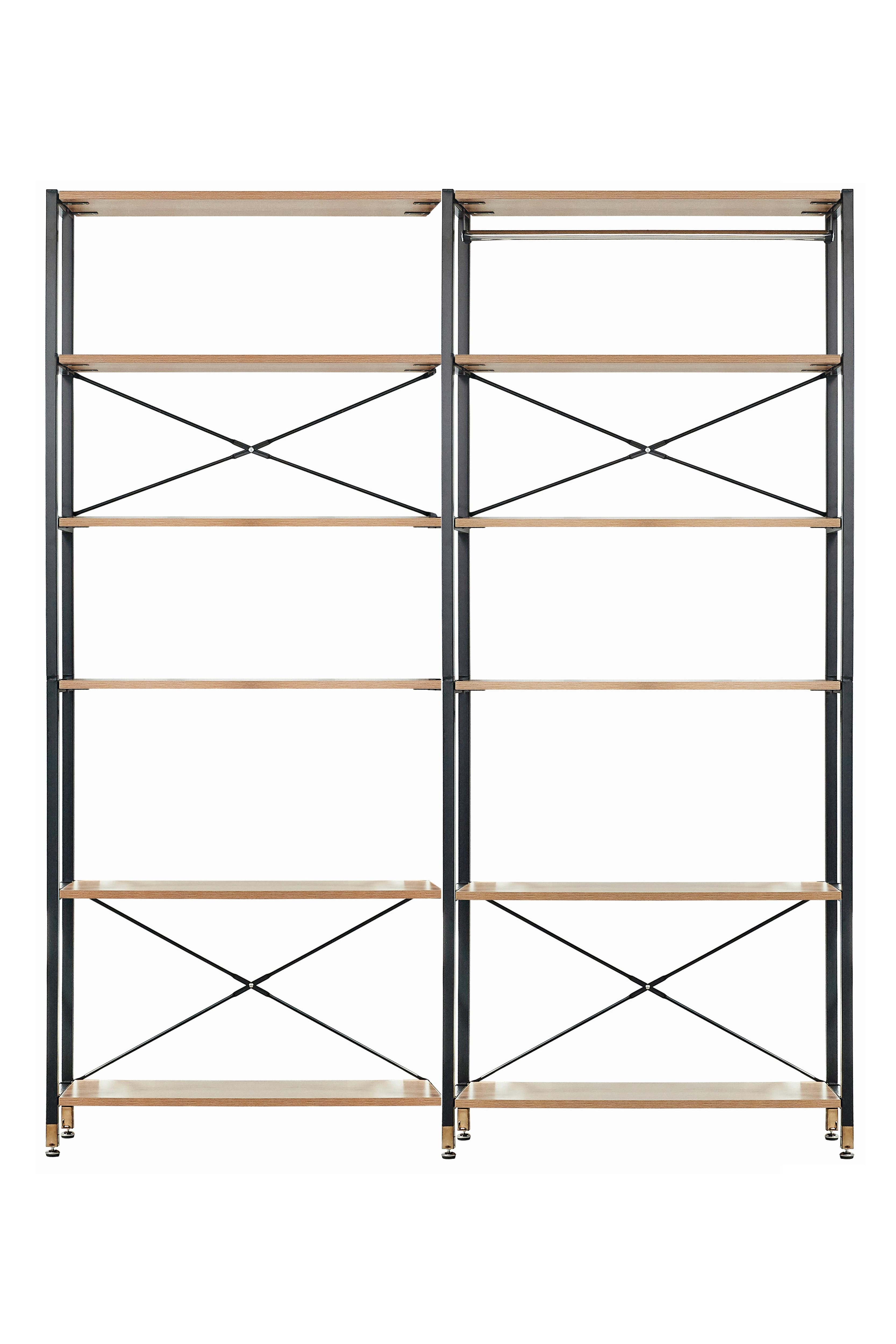 Regal Naturfarben/Schwarz B: 167,5cm - Schwarz/Naturfarben, Design, Holzwerkstoff/Metall (167,5/210/30cm) - Livetastic