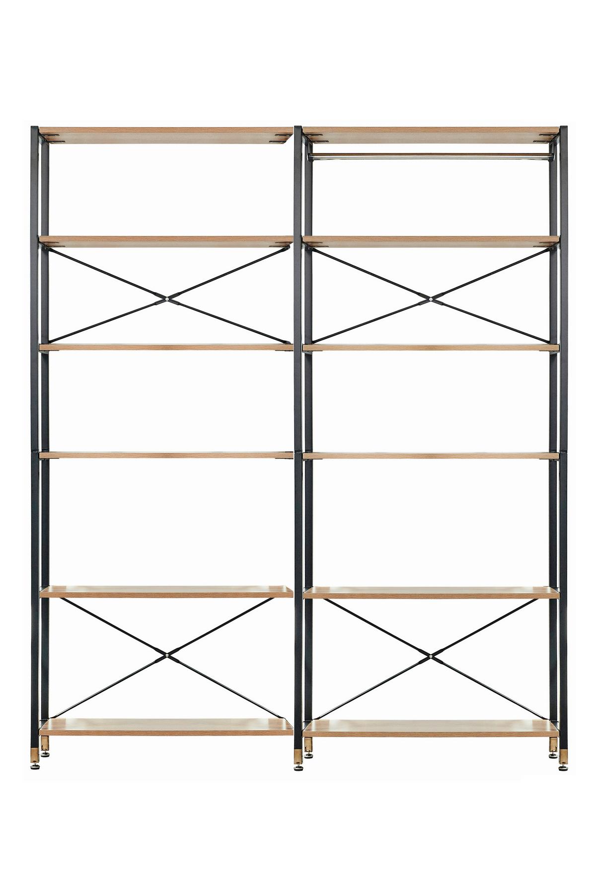 Regal Naturfarben/schwarz B: 167,5cm - Schwarz/Naturfarben, Design, Holzwerkstoff/Metall (167,5/210/30cm) - Livetastic