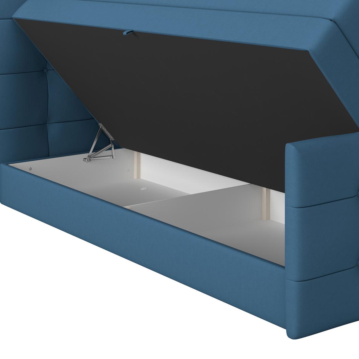 Boxspringbett Josie 160 - Schwarz/Dunkelblau, MODERN, Holz/Holzwerkstoff (160/200cm)