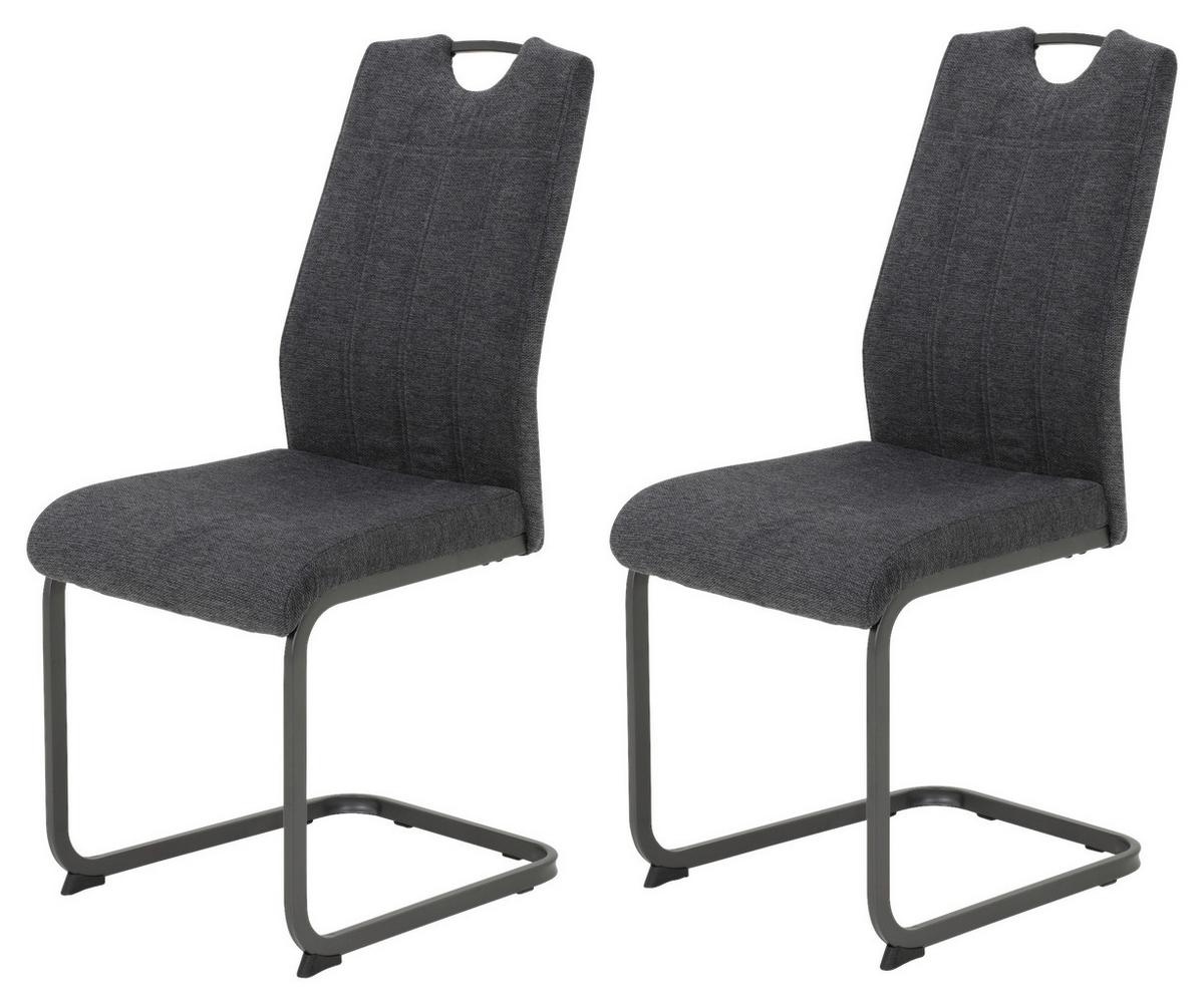 Schwingstuhl-set Britta S Anthrazit - Anthrazit/Grau, MODERN, Textil/Metall (44/100/59cm) - MID.YOU