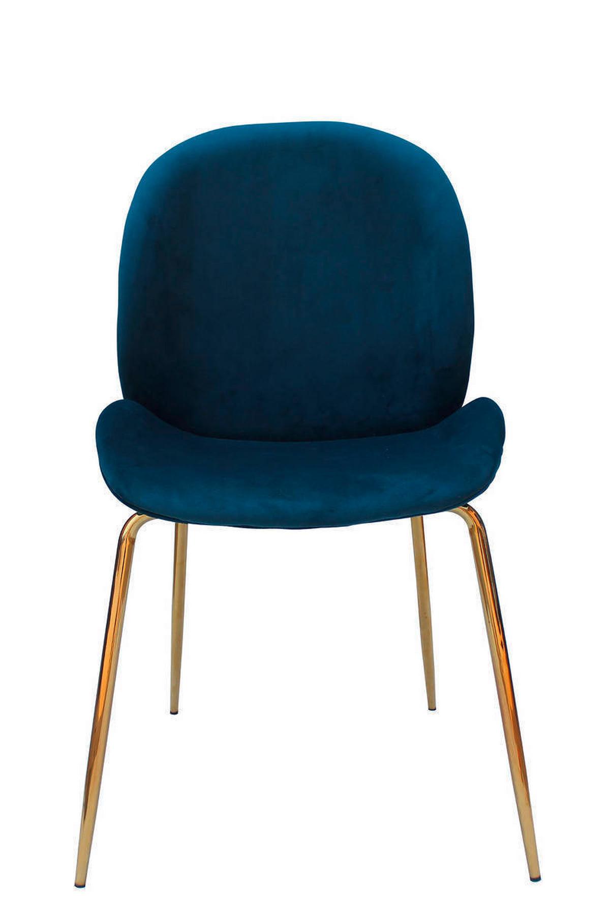 Sada židlí modrá - modrá/barvy mosazi, Moderní, kov/plast (47/90/59cm) - Kayoom