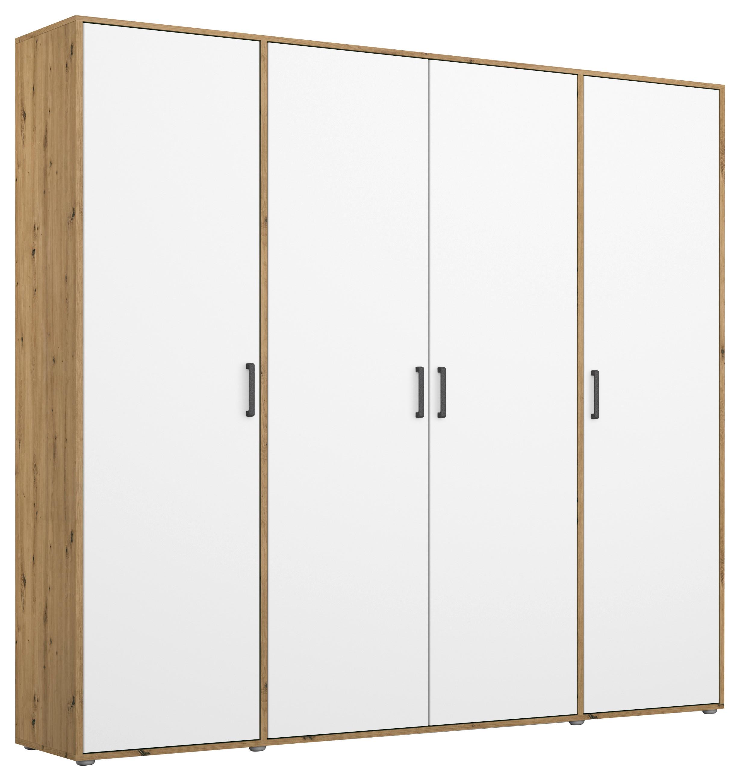 Drehtürenschrank Voyager 187 Cm Eiche Artisan,weiß - Weiß/Eiche Artisan, MODERN, Holzwerkstoff (187/194/53cm) - Rauch Möbel