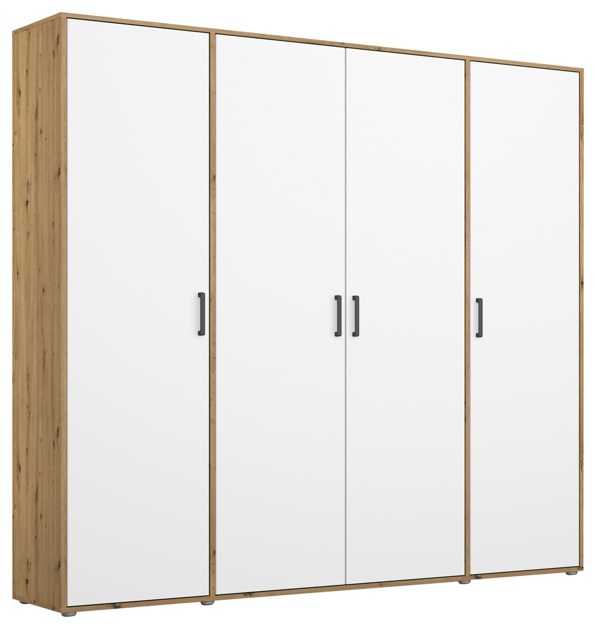 Drehtürenschrank Voyager 187 Cm Eiche Artisan,weiß - Weiß/Eiche Artisan, MODERN, Holzwerkstoff (187/194/53cm) - Rauch Möbel