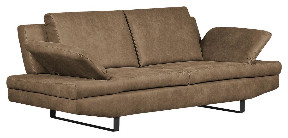 3-Stizer-Sofa Jovanna Schlammfarben B: 218 cm - Schlammfarben/Schwarz, Design, Textil (218/78/88cm) - MID.YOU