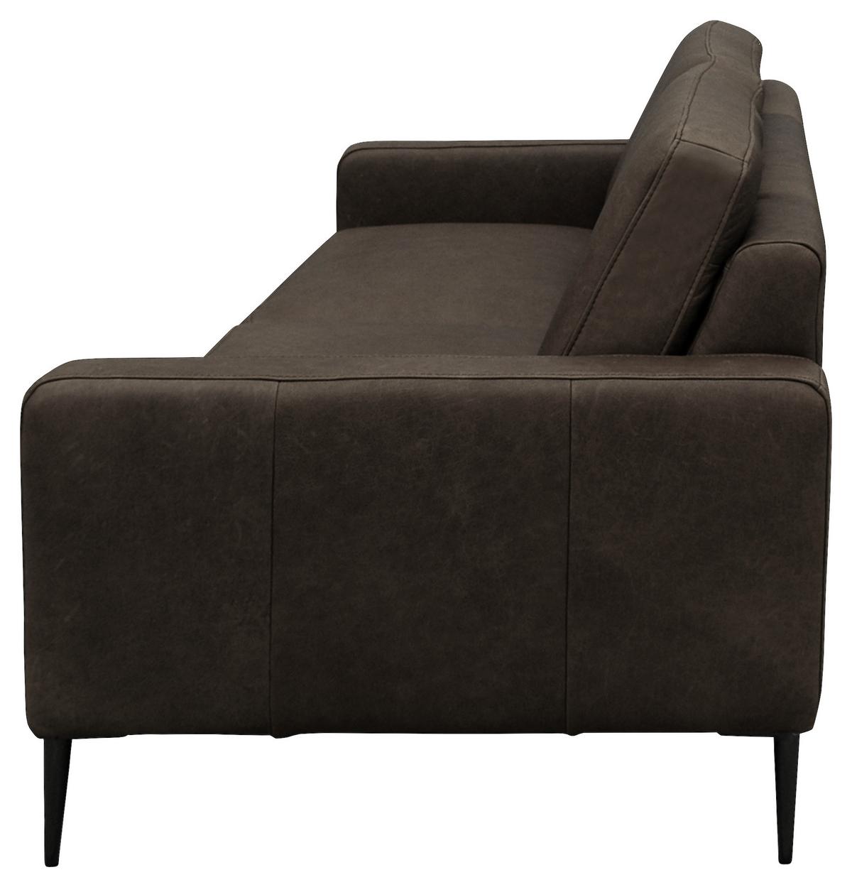 3-Sitzer-Sofa Spring, Fango B: - Fango/Schwarzchrom, Design, Leder (187/85/92cm) - Livetastic