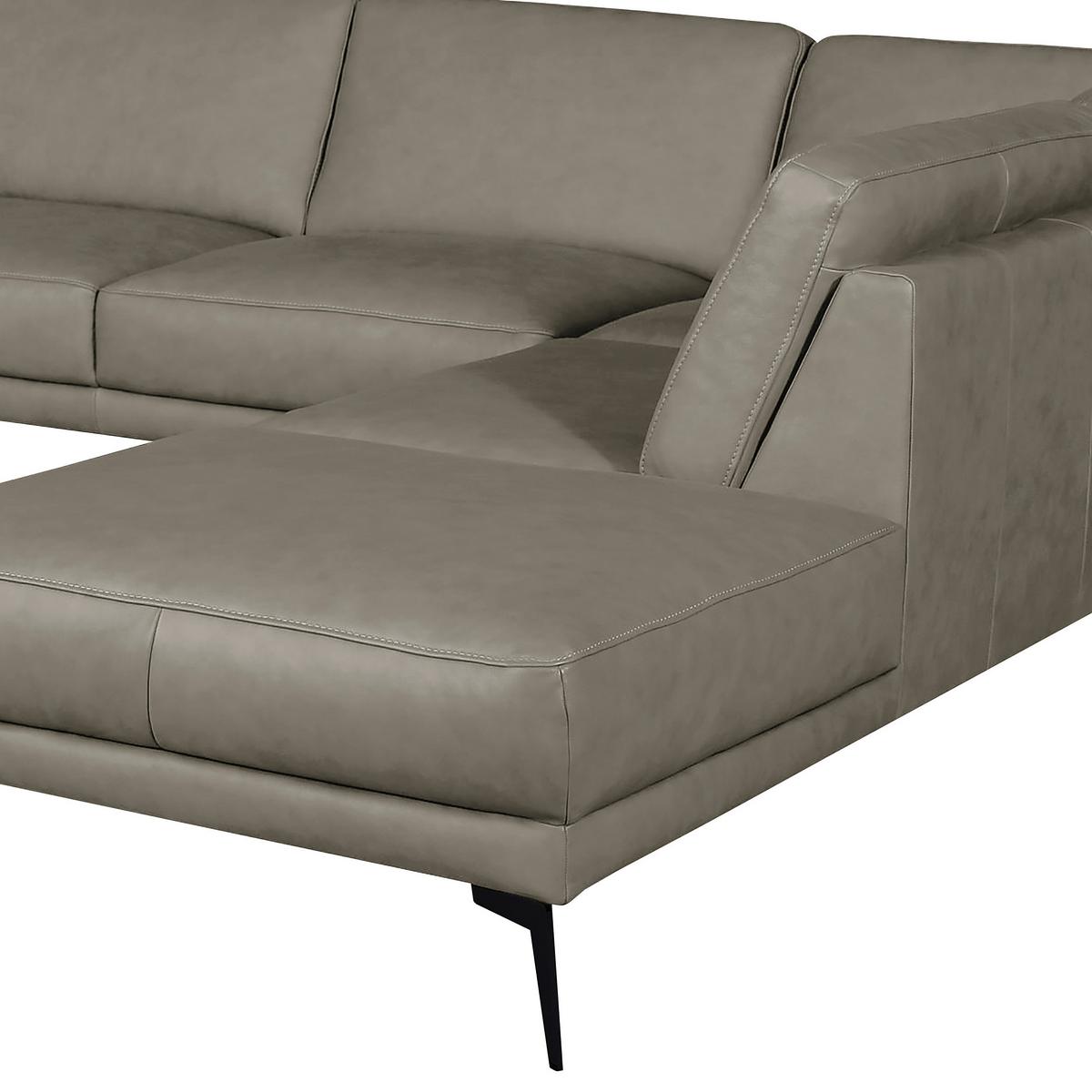 Ecksofa Spring, Grau S: 273x250 cm - Schwarz/Grau, Design, Leder (273/250cm) - Livetastic