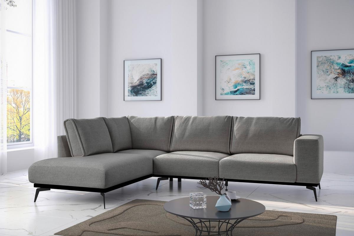 Sedacia súprava ISOLDE, ľavá, tmavosivá - čierna/tmavosivá, Design, kov/drevo (200/293cm) - MID.YOU