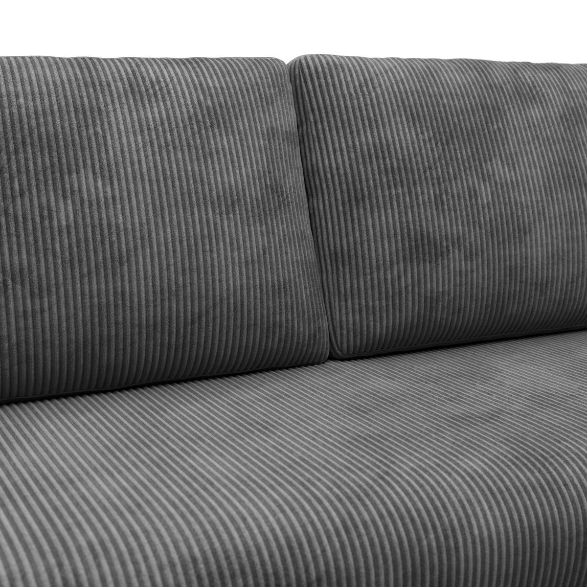 Ecksofa Mit Schlaffunktion Paris Anthrazit Cord 215x145cm - Anthrazit/Schwarz, Basics, Holz/Holzwerkstoff (215/145cm)