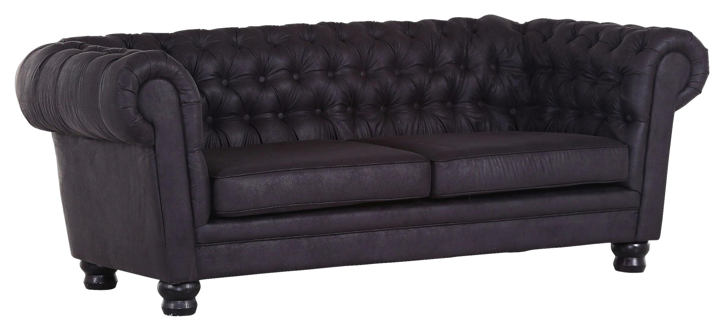 Chesterfield-sofa Slopes Dunkelgrau 3-Sitzer - Dunkelgrau/Dunkelbraun, KONVENTIONELL, Textil (203/79/93cm) - Livetastic