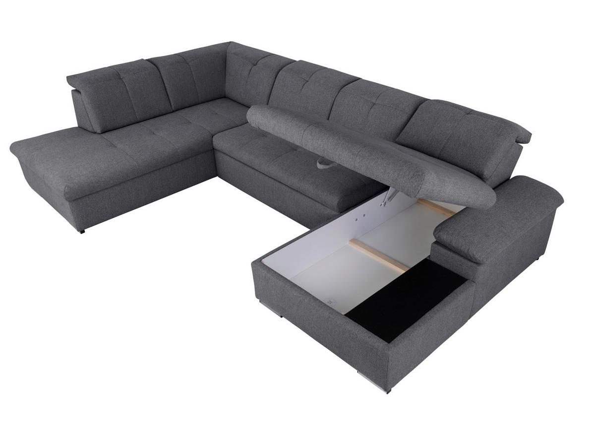 Wohnlandschaft Ramzes Dunkelgrau U: 215x328x173 cm - Dunkelgrau/Beige, Design, Textil (215/328/173cm) - MID.YOU