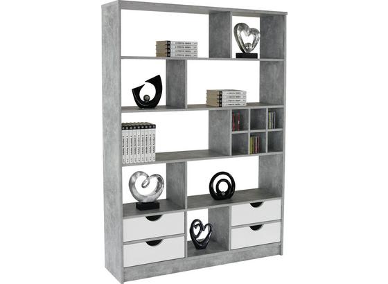 Polc Meggy - Szürke/Fehér, modern, Faalapú anyag (140/184/32cm) Polc Meggy - Szürke/Fehér, modern, Faalapú anyag (140/184/32cm)
