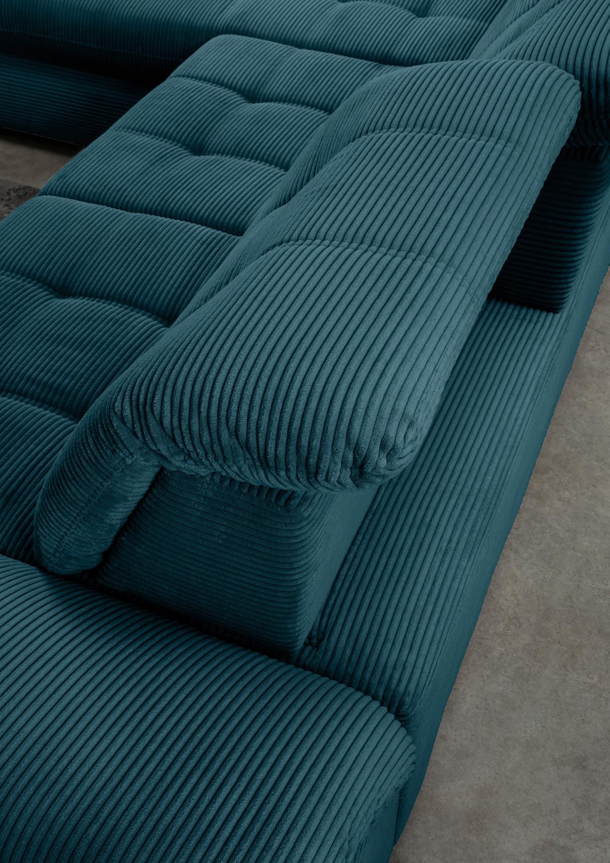 Ecksofa mit Bettkasten Rigatti Petrol S: 184x314 cm - Petrol/Schwarz, MODERN, Textil (184/314cm) - Livetastic