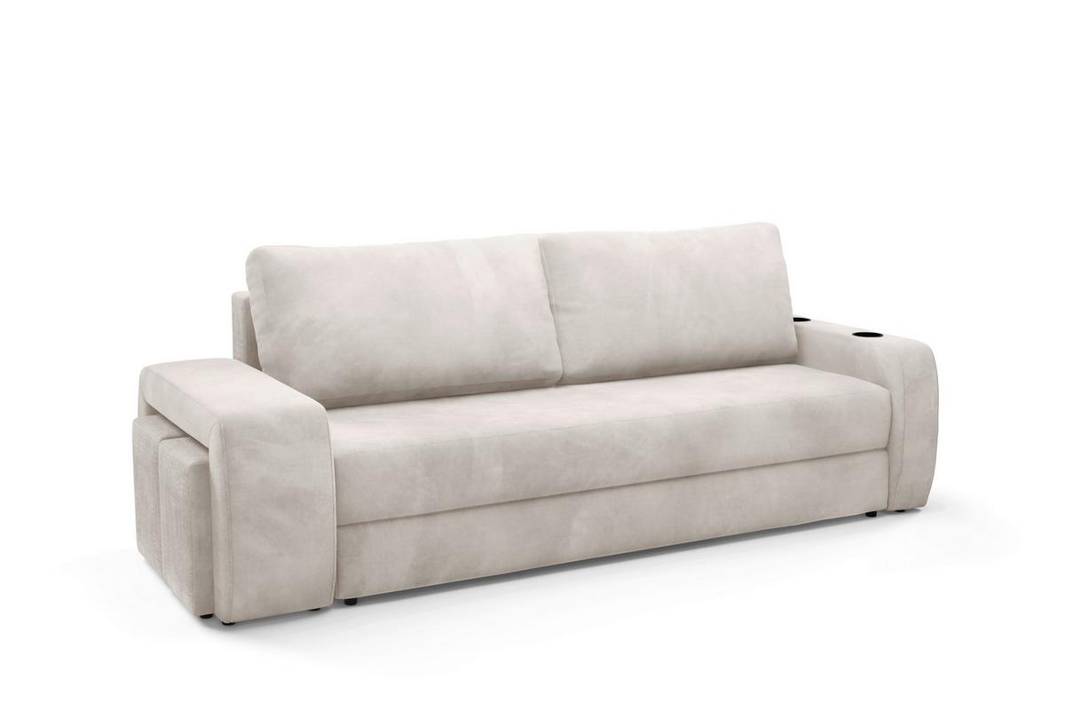 Schlafsofa Ines Creme B: 258cm - Creme/Schwarz, Design, Textil (258/98/95cm) - Livetastic