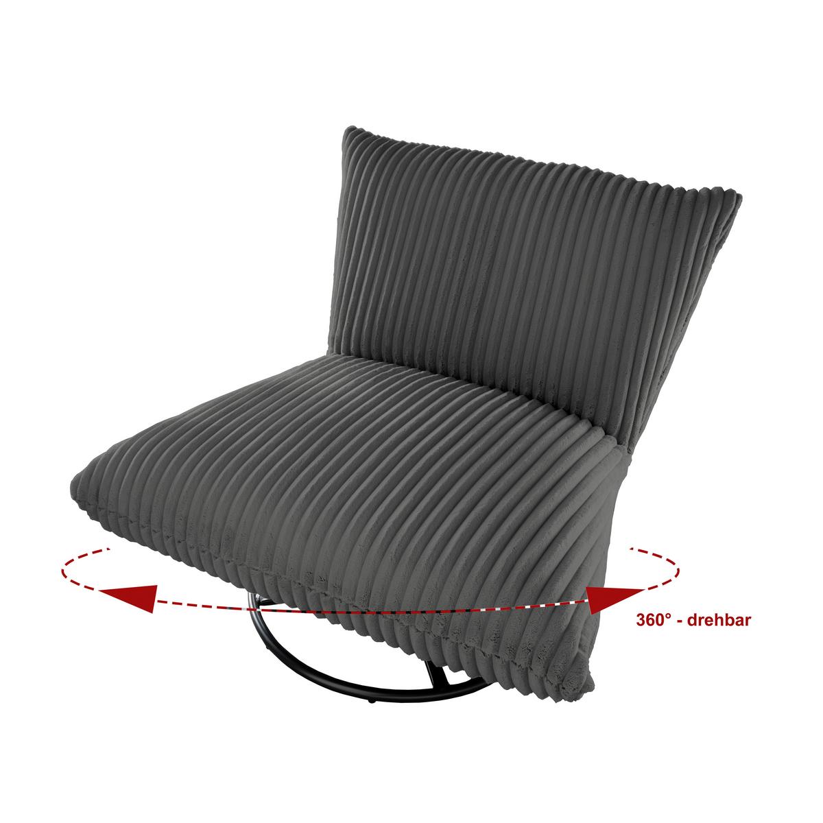 Relaxsessel Cremona Anthrazit B: 100 Cm - Anthrazit/Schwarz, Design, Textil (100/78/96cm) - Livetastic