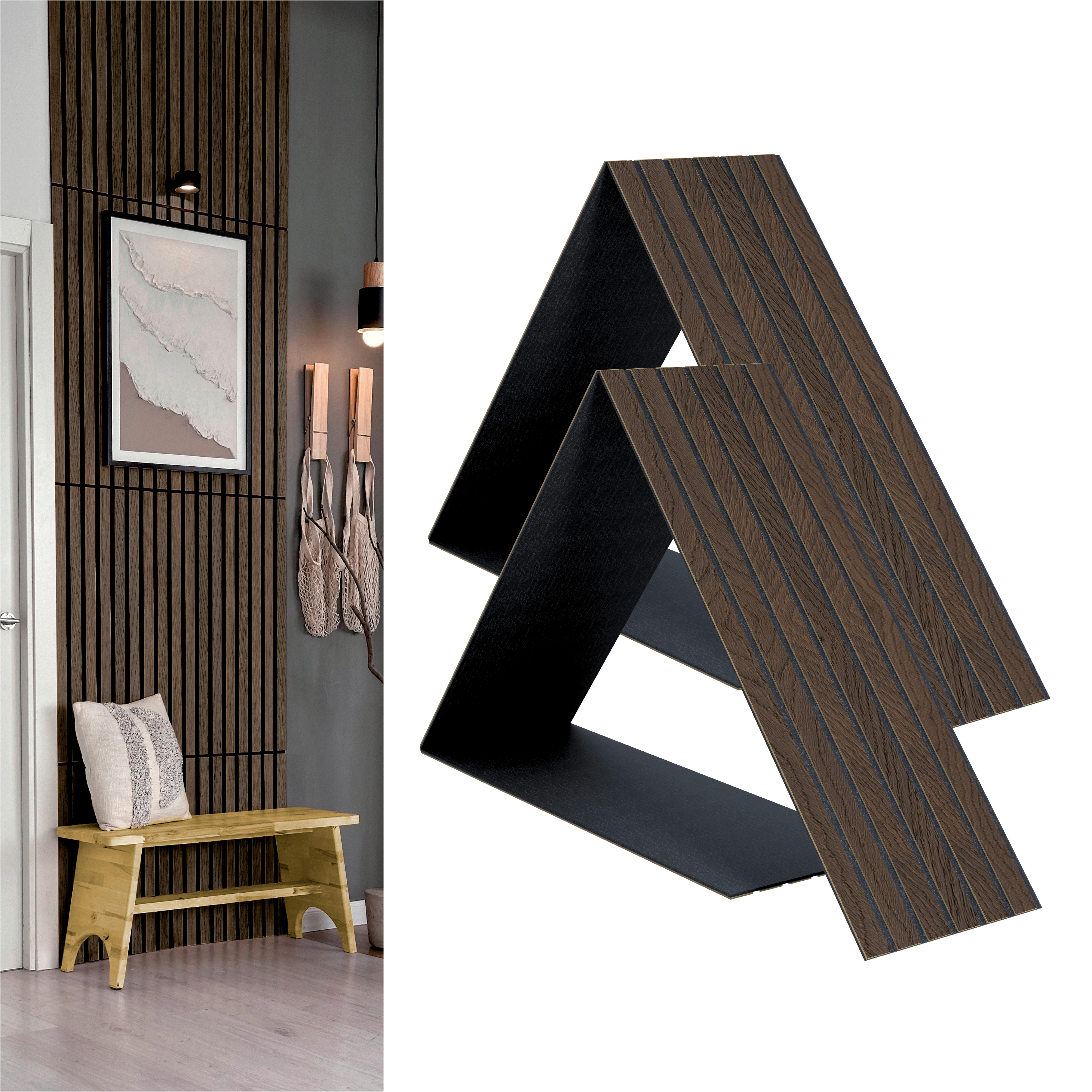 Akustikpaneel Compact Eiche Dunkel - Eichefarben/Dunkelbraun, Basics, Holz/Holzwerkstoff (30.5/244/1.03cm) - Novel