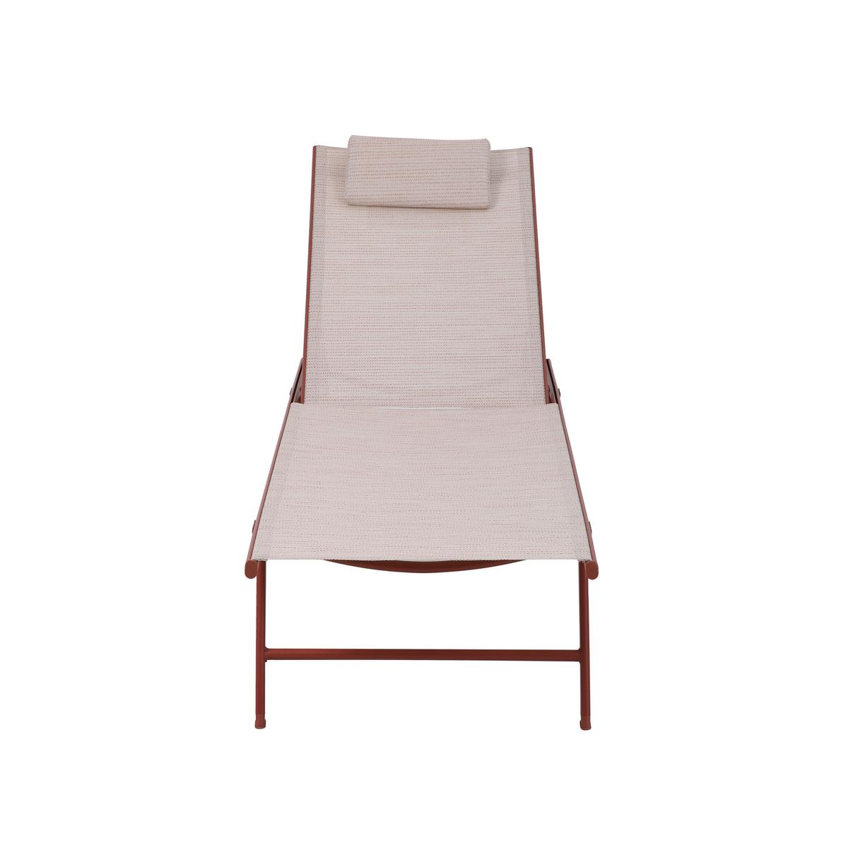 Dreibeinliege 2x Travis – Sonnenliege - Terracotta, Basics, Textil/Metall (55/97/185cm)