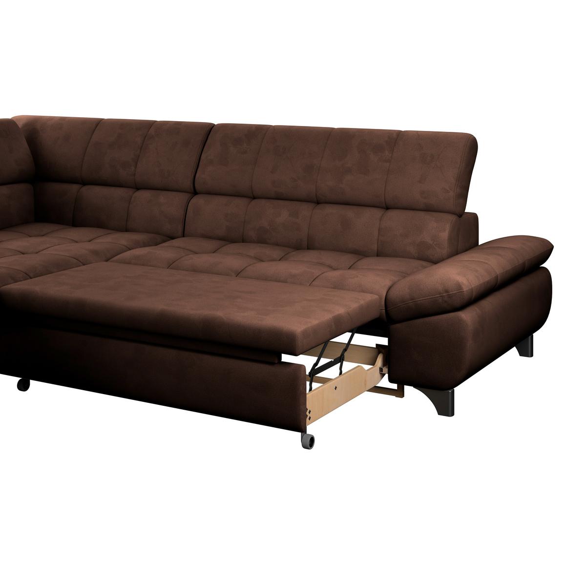 Eckbank Gemini Braun, B: 234cm - Chromfarben/Braun, KONVENTIONELL, Textil (234/312cm)
