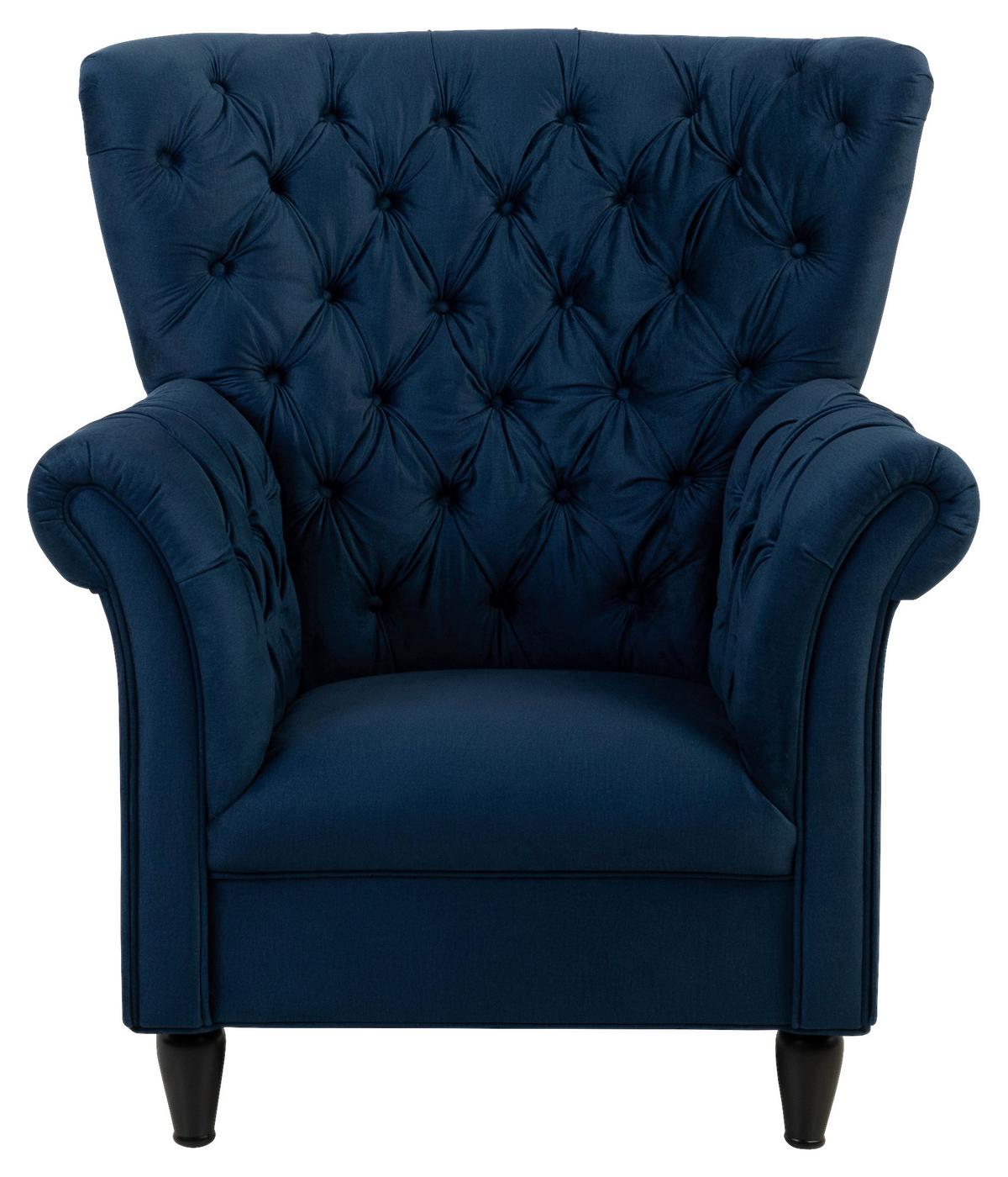 Ohrensessel Cupido - Schwarz/Dunkelblau, Design, Textil (96/112/86cm) - MID.YOU