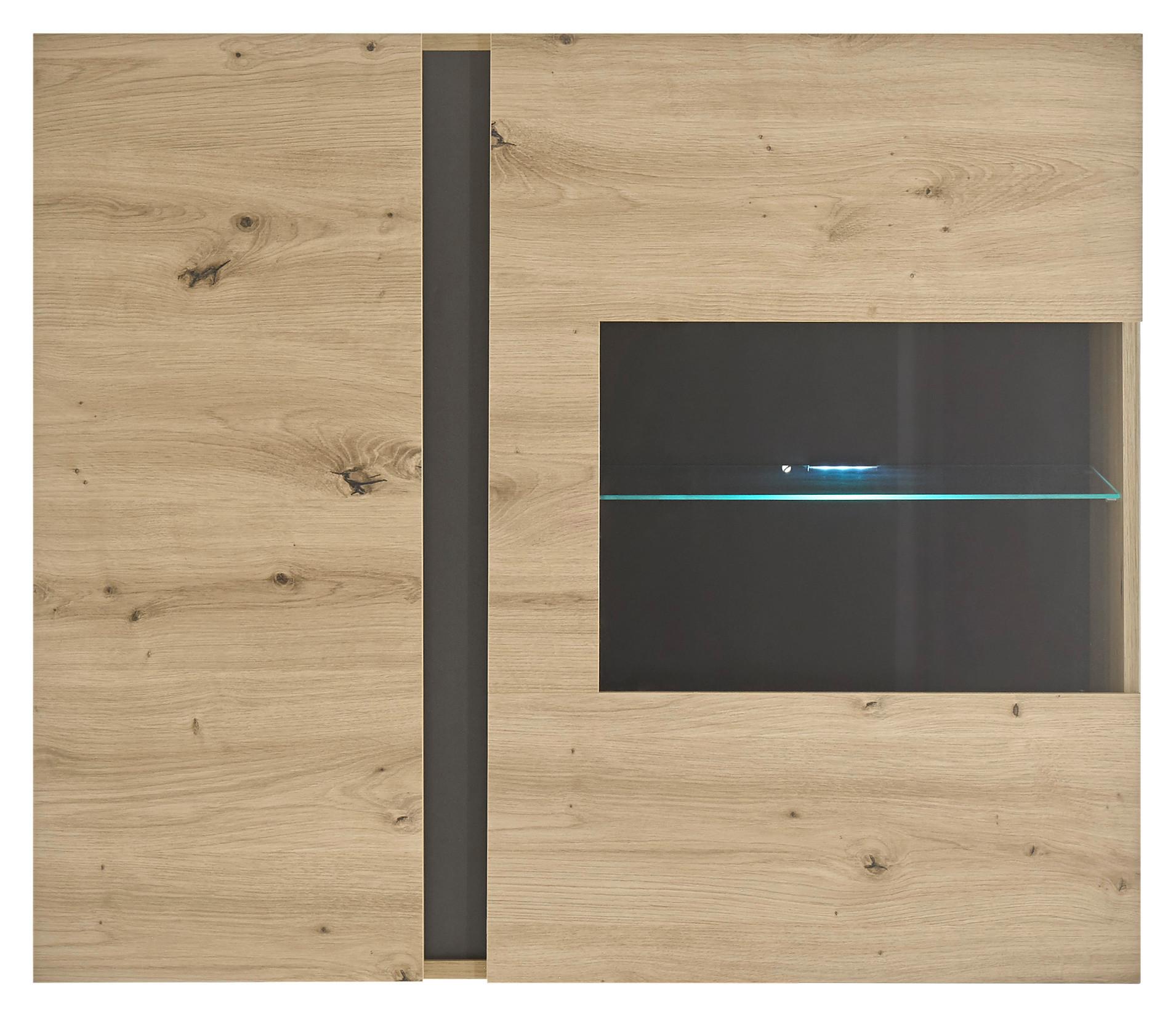 Hängevitrine Clair Grau/Eiche Dekor B: 97cm - Eiche Artisan/Grau, Design, Glas/Holzwerkstoff (97/83/40cm) - MID.YOU