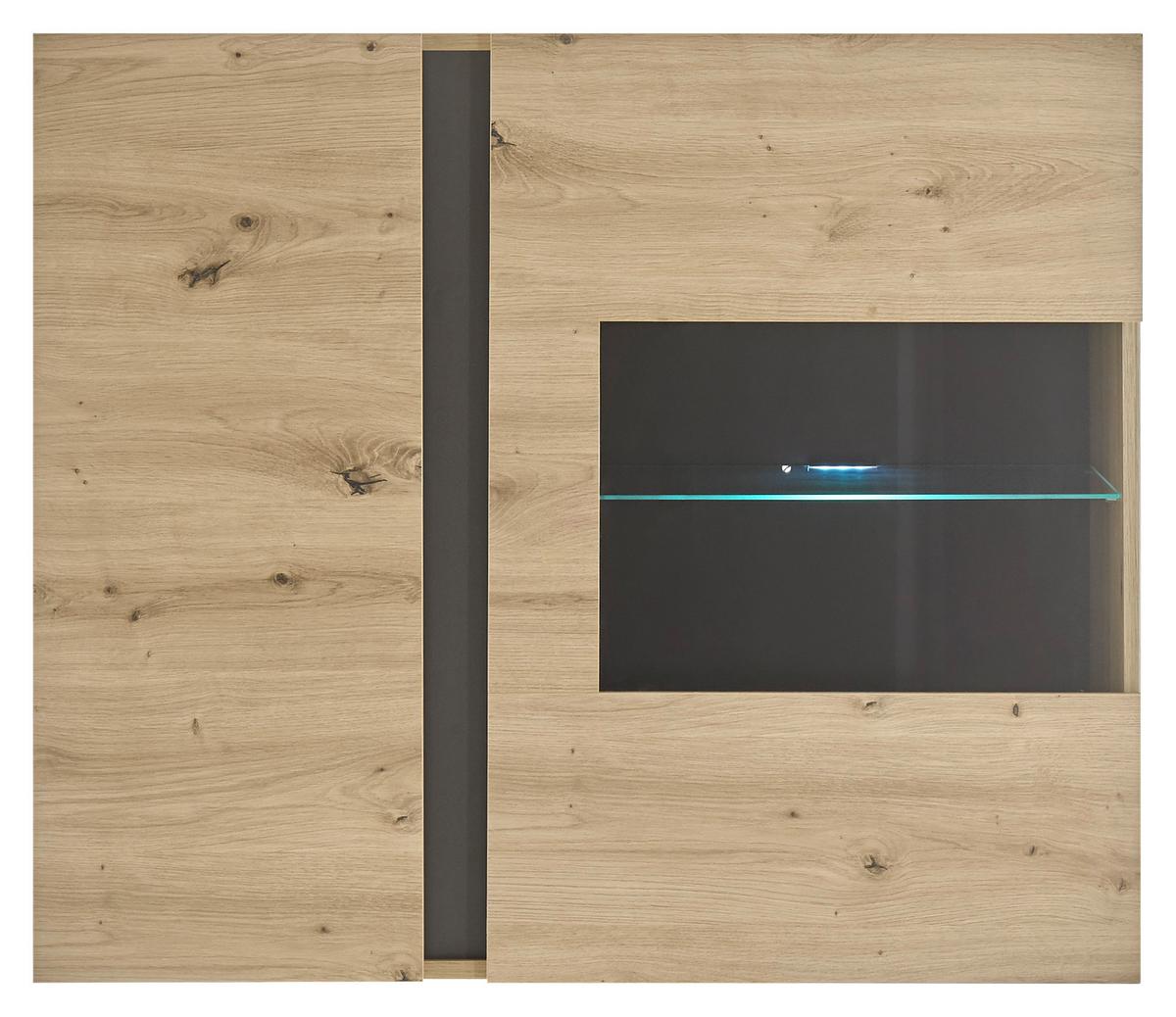 Hängevitrine Clair Grau/Eiche Dekor B: 97cm - Eiche Artisan/Grau, Design, Glas/Holzwerkstoff (97/83/40cm) - MID.YOU