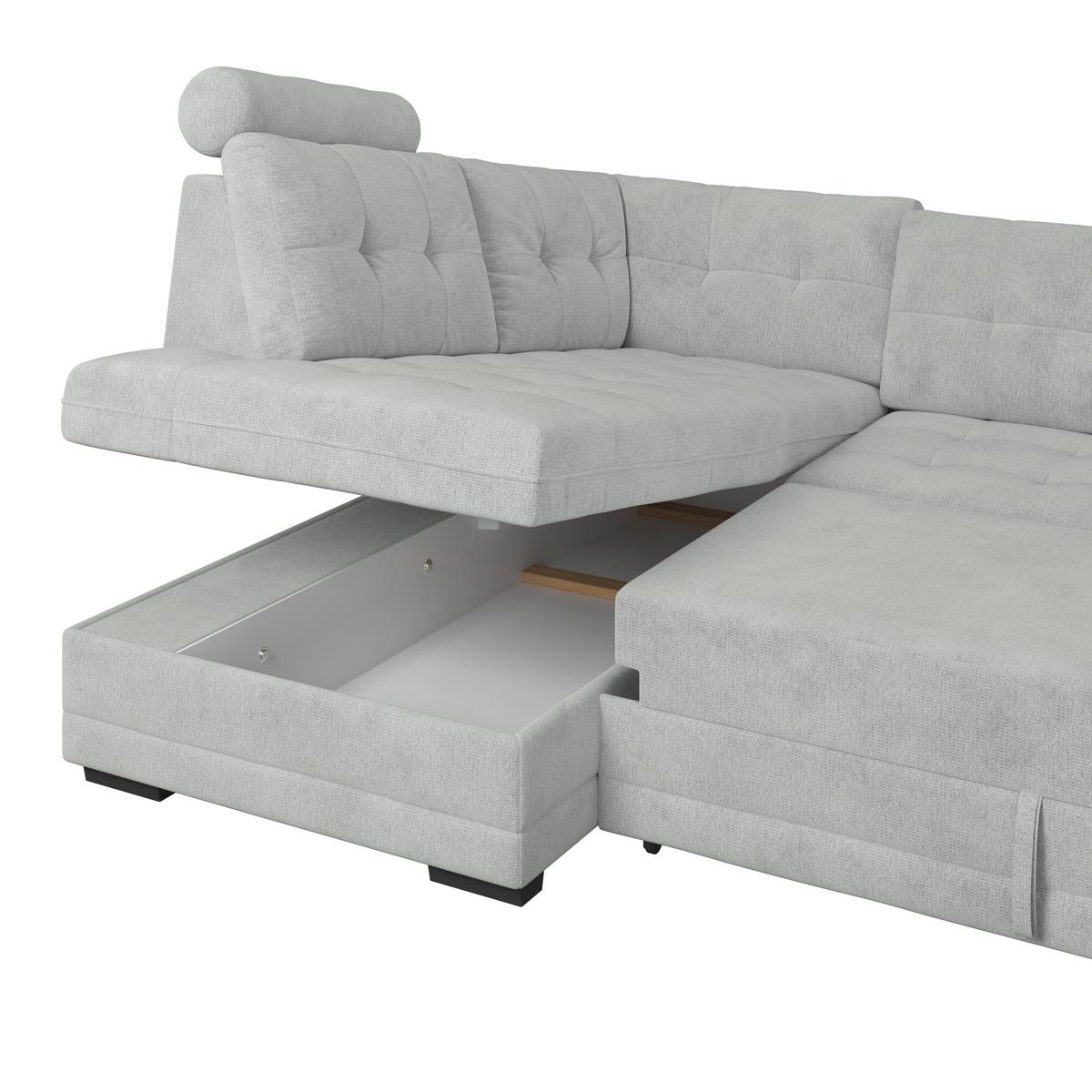 Ecksofa mit Schlaffunktion Falco new Grau 183x251 cm - Schwarz/Grau, KONVENTIONELL, Textil (183/251cm) - Ondega