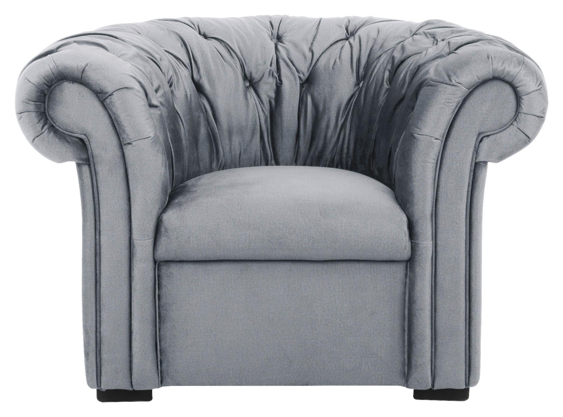 Chesterfield-Sessel Cupido - Schwarz/Grau, Design, Textil (114/78/91cm) - MID.YOU