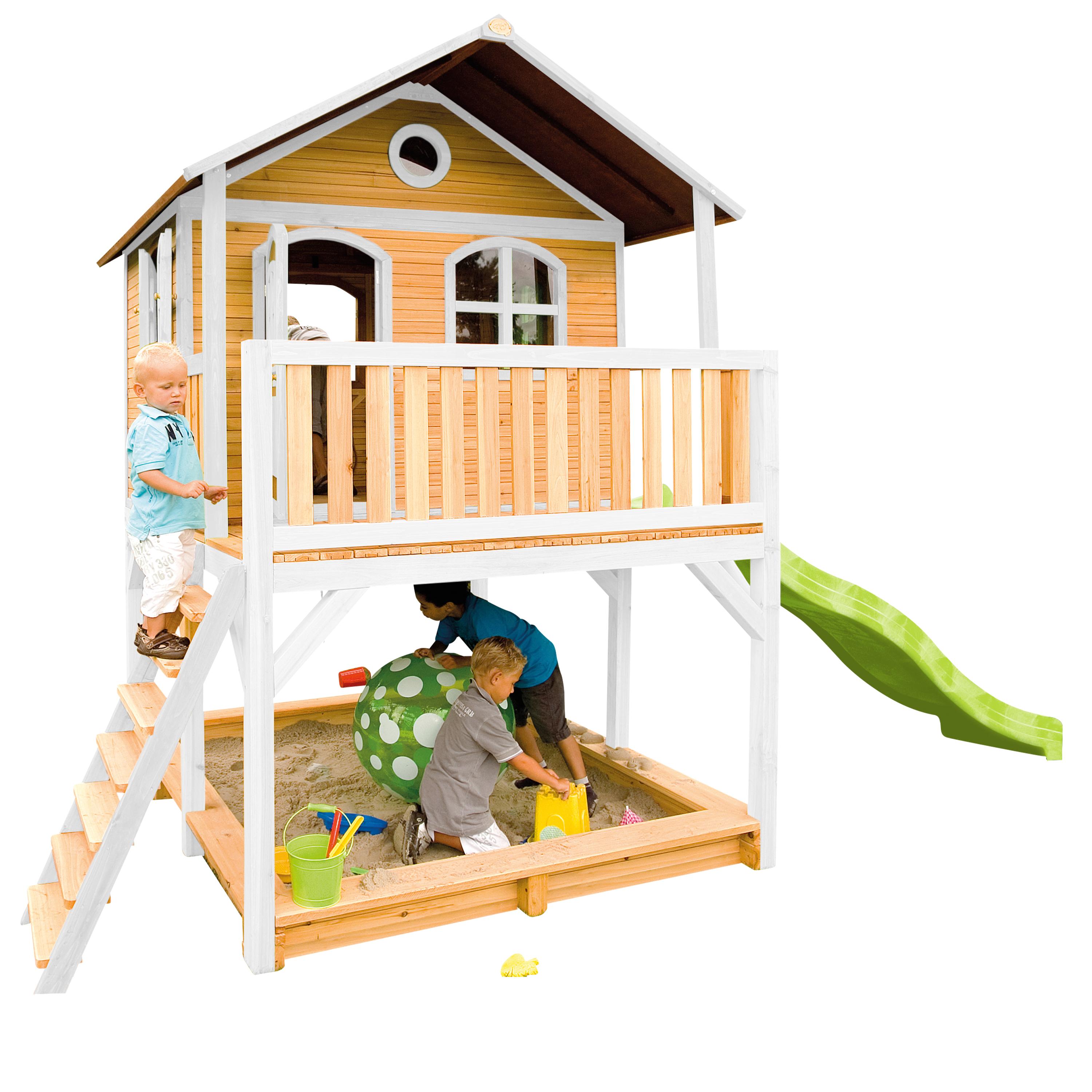 Spielturm Marc Aus Zedernholz - Braun/Weiß, Basics, Holz/Kunststoff (432/293/212cm) - Ambia Garden
