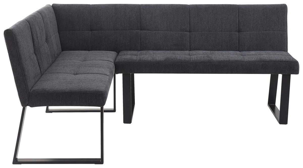 Eckbank Rico Dunkelgrau, Schenkel 152x191cm - Dunkelgrau/Schwarz, LIFESTYLE, Textil/Metall (152/191cm) - MID.YOU