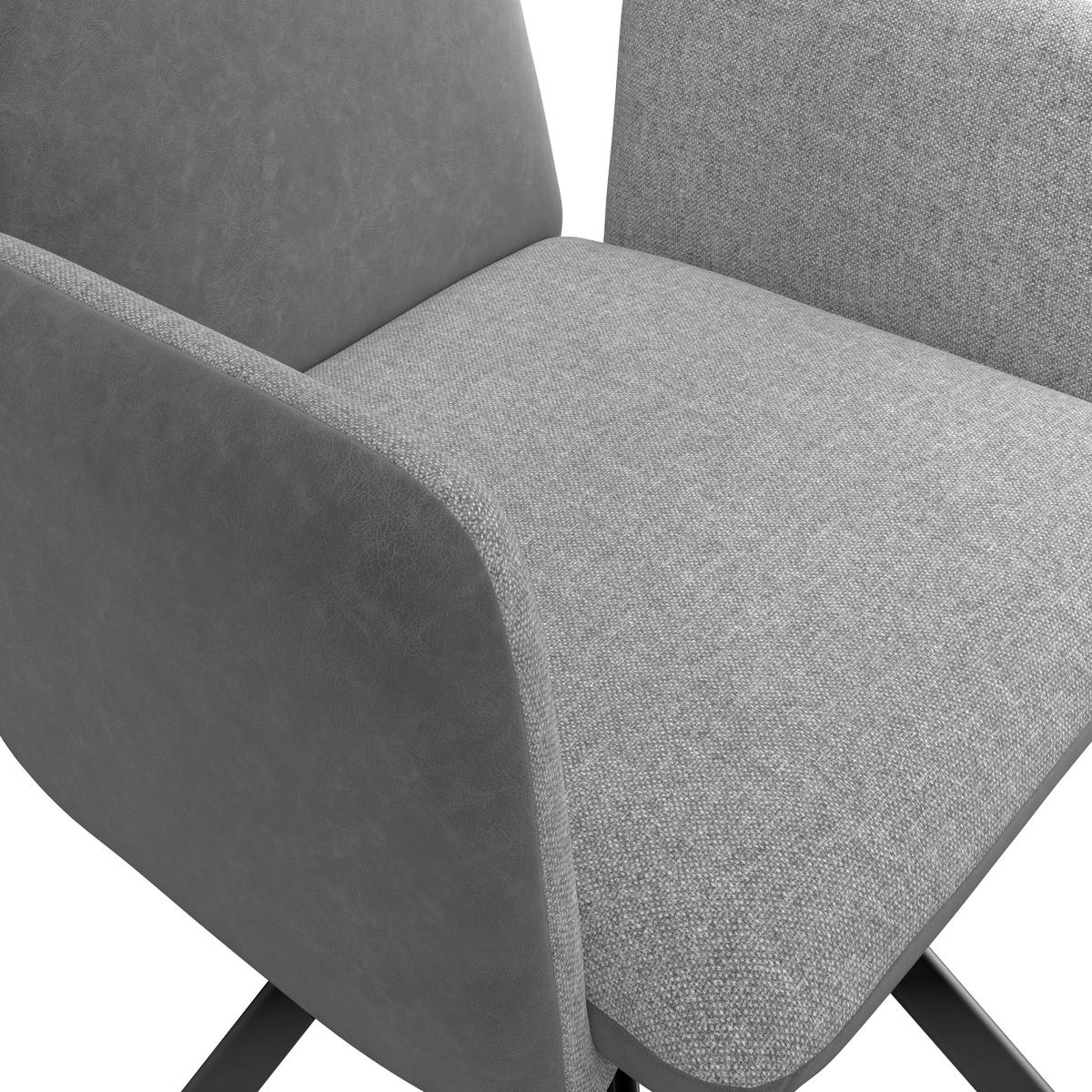 Armlehnstuhl Kian Webstoff Grau, B: 65 cm - Schwarz/Grau, Trend, Textil/Metall (65/88/63cm)