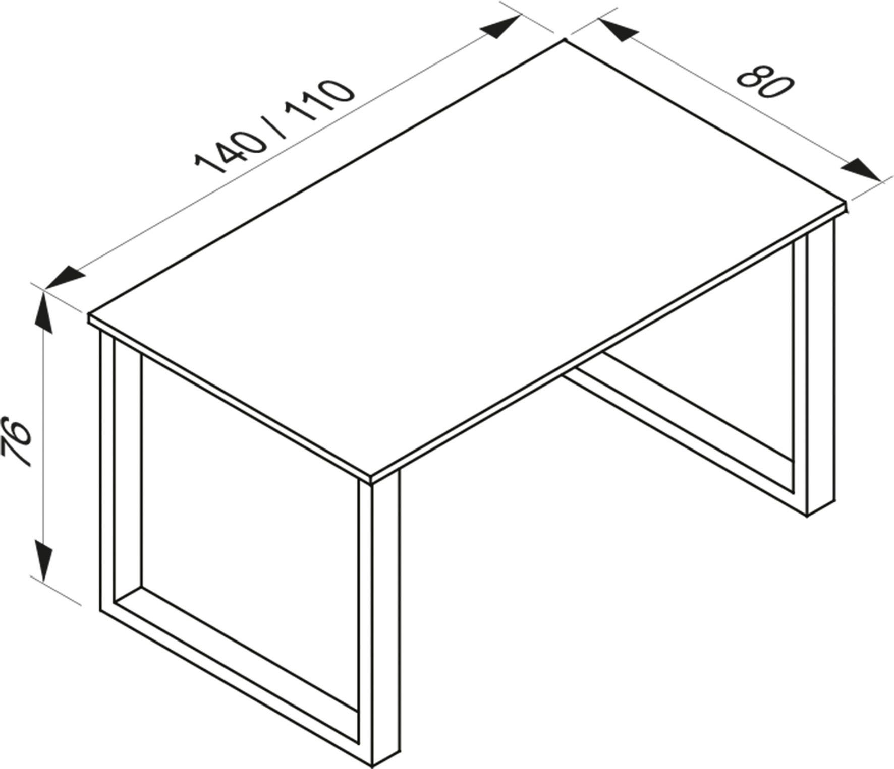 Schreibtisch B 80 cm H 76 cm Lona Schwarz/Weiß - Schwarz/Weiß, MODERN, Holzwerkstoff/Metall (140/80/76cm) - MID.YOU