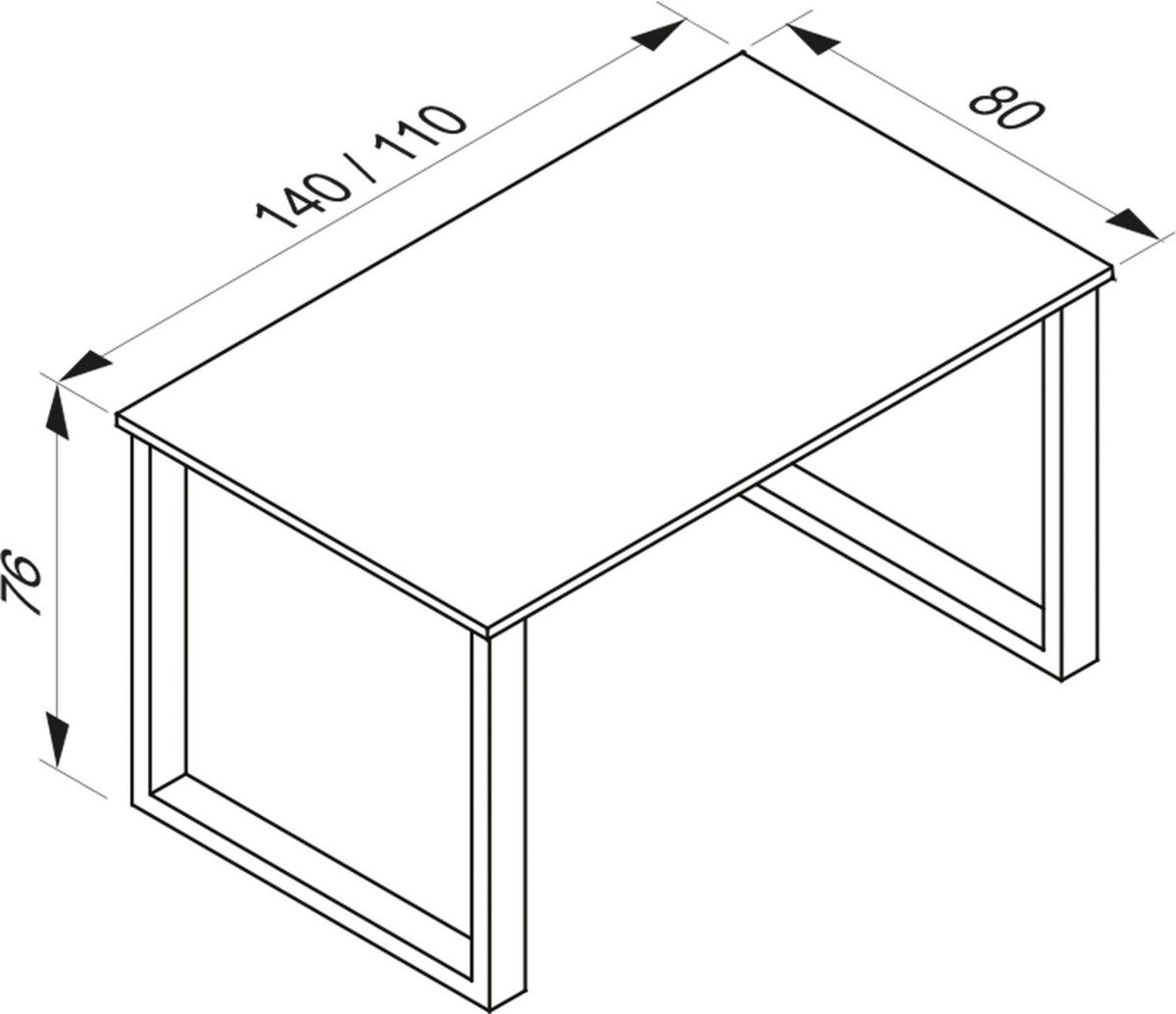 Schreibtisch B 80 cm H 76 cm Lona Schwarz/Weiß - Schwarz/Weiß, MODERN, Holzwerkstoff/Metall (140/80/76cm) - MID.YOU
