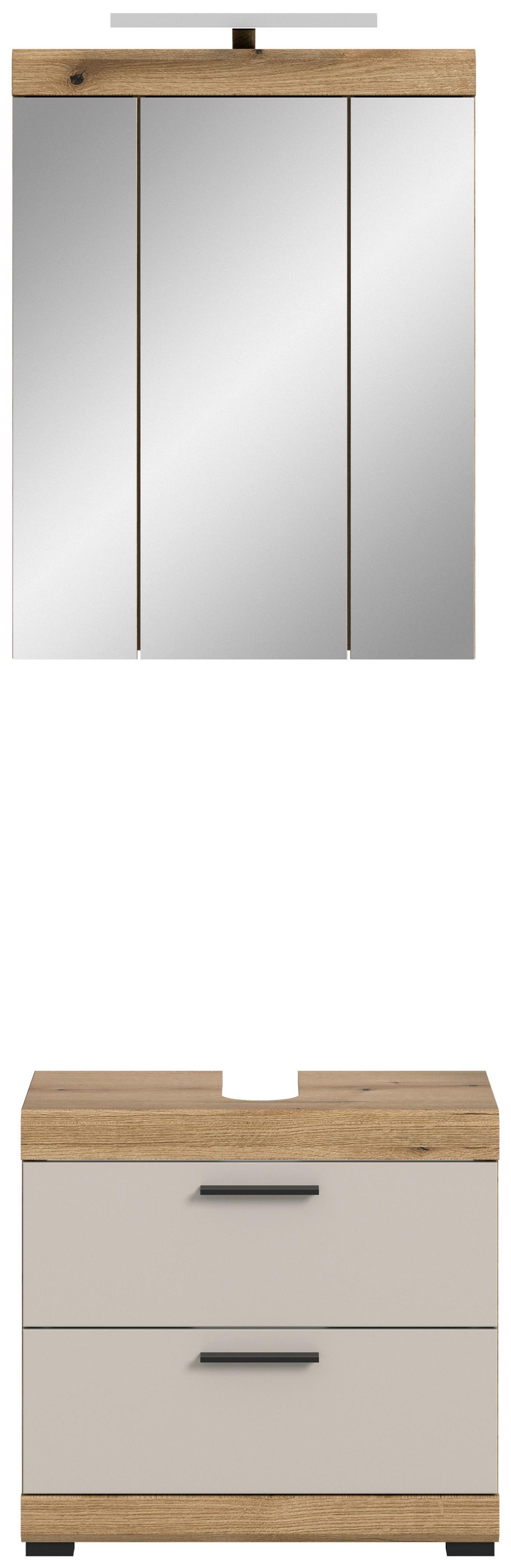 Badezimmer Scout Kaschmir/naturfarben B: 60 Cm - Kaschmir/Schwarz, MODERN, Glas/Holzwerkstoff (60cm) - MID.YOU
