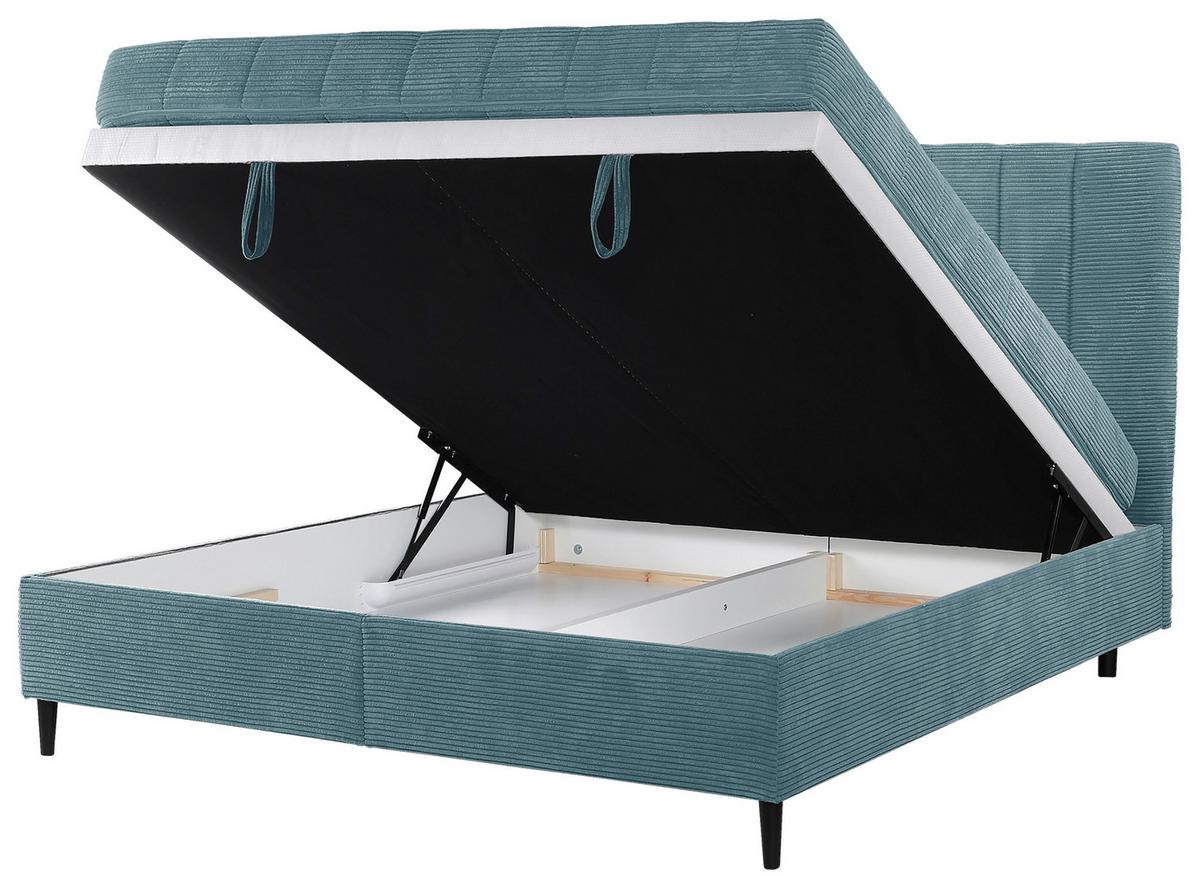 Polsterbett mit Lattenrost Mia Hellblau 180x200 cm - Creme/Schwarz, LIFESTYLE, Holz/Holzwerkstoff (180/200cm) - Livetastic