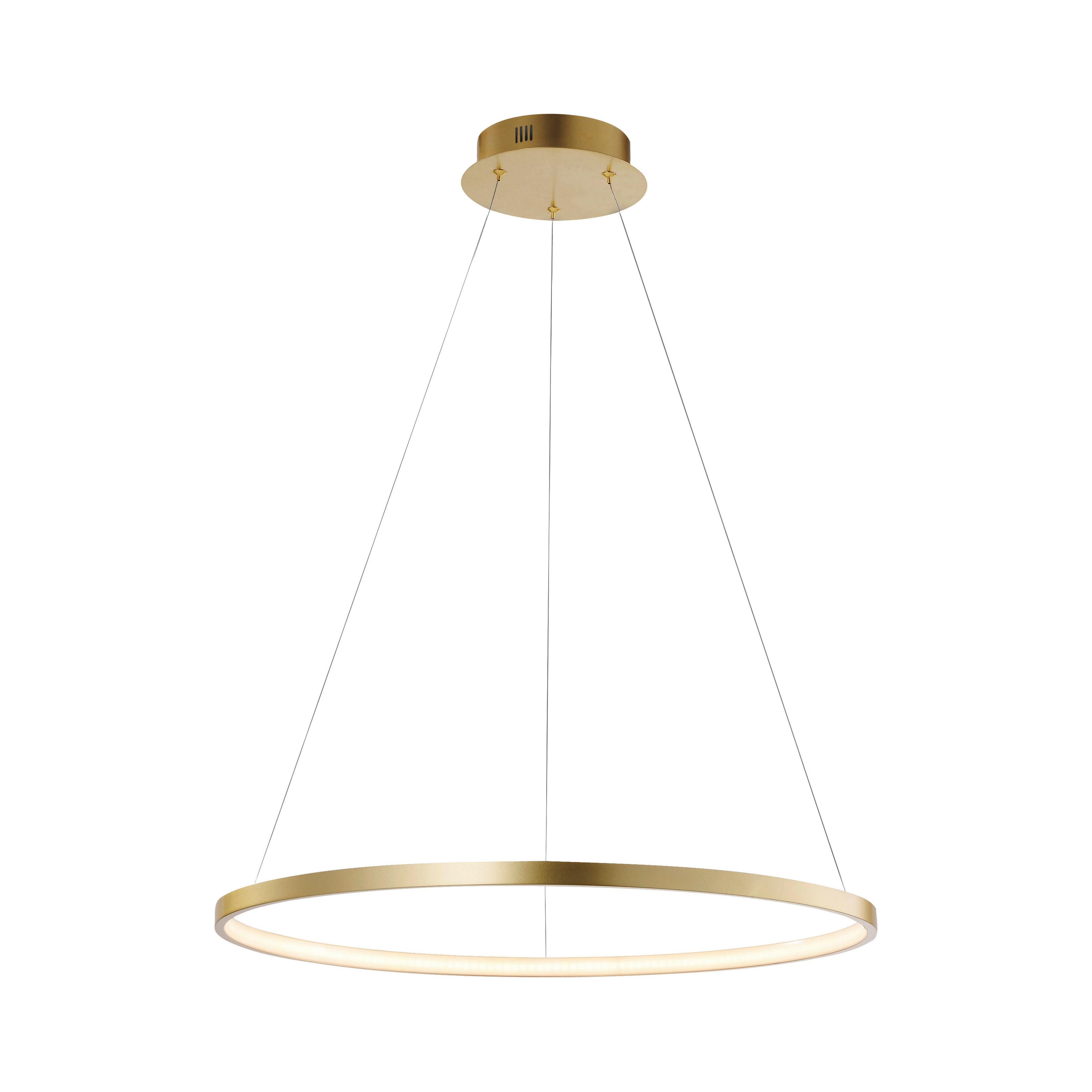 LED-Hängeleuchte Circle H: 120 cm 1-Flammig - Goldfarben, Design, Kunststoff/Metall (60/60/120cm)