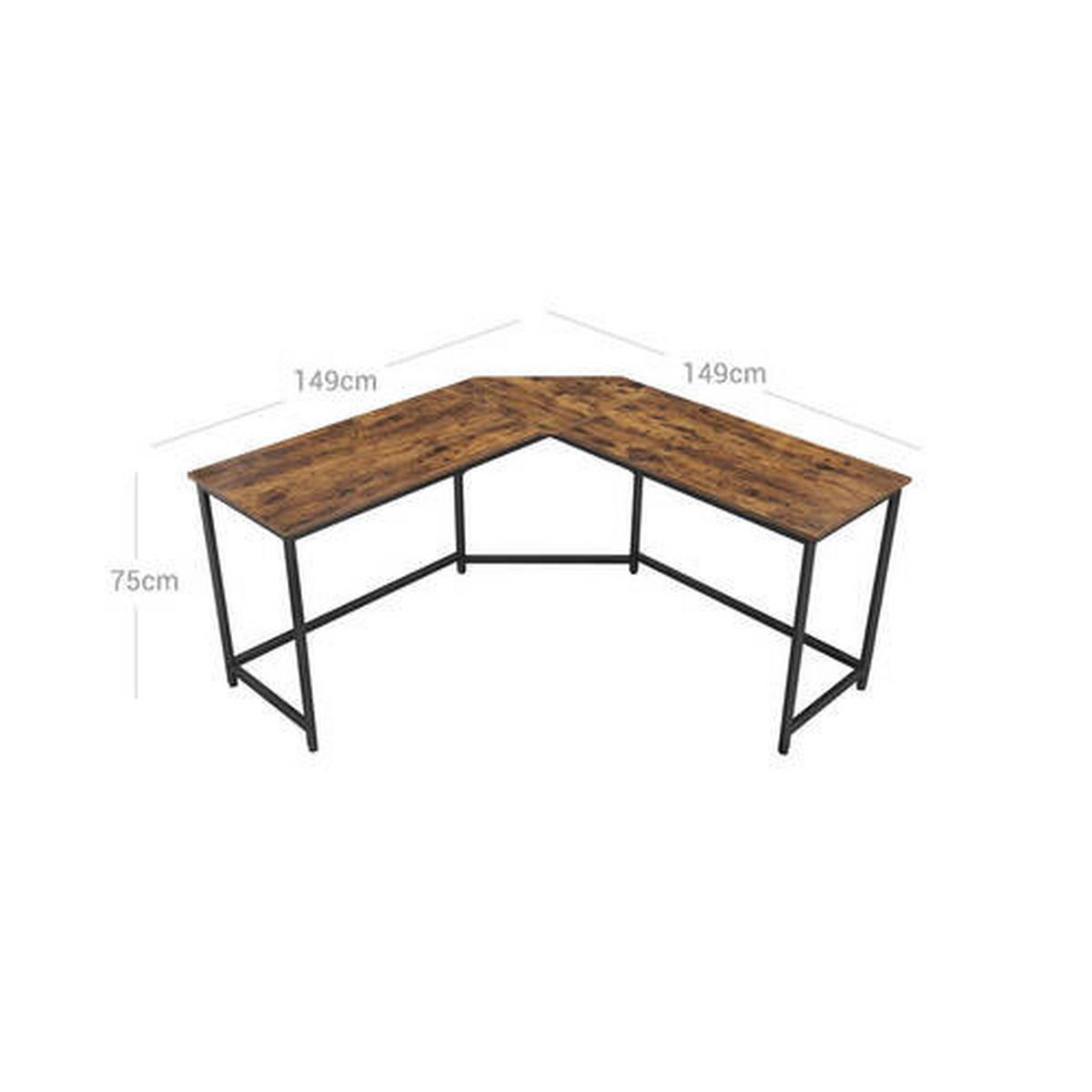 Rohový písací stôl IRON - hnedá/čierna, Basics, kov/kompozitné drevo (149/149/75cm) - Boxxx