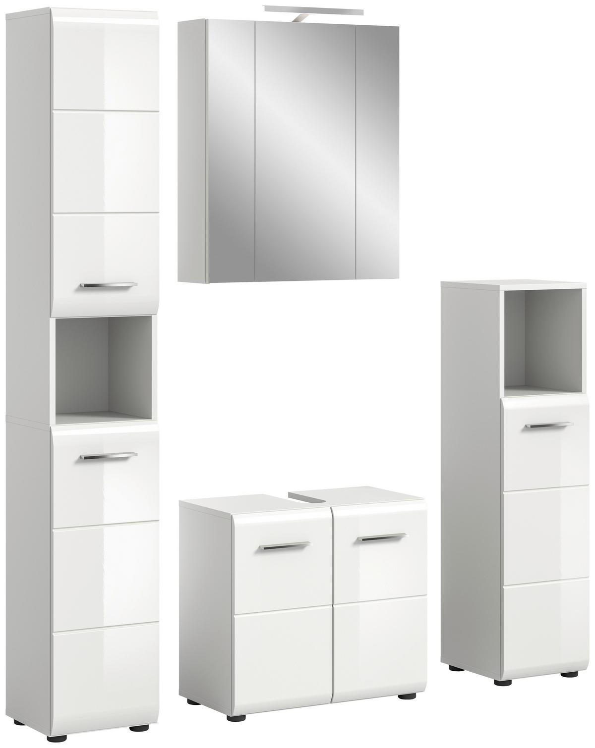 Koupelna Ice, 4-dílna, ca. 120 cm bílá - bílá/černá, Moderní, kompozitní dřevo/plast (120/185/30cm) - MID.YOU