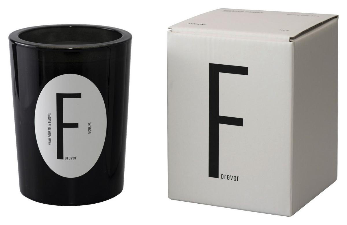 Svíčka ve skle Letter, Ø/V: 9/12 cm - šedá/bílá, parafín/sklo (9/12cm) - Modern Living